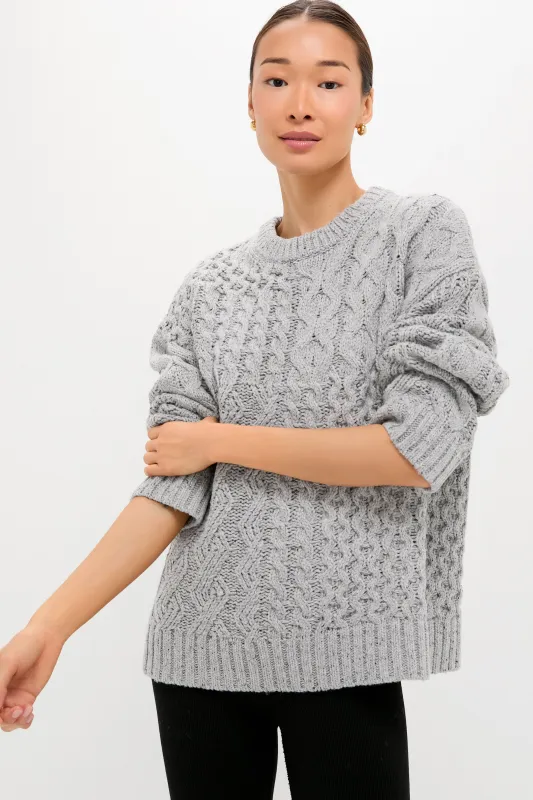 Gray Patchwork Cable Marks Sweater sold by Tuckernuck