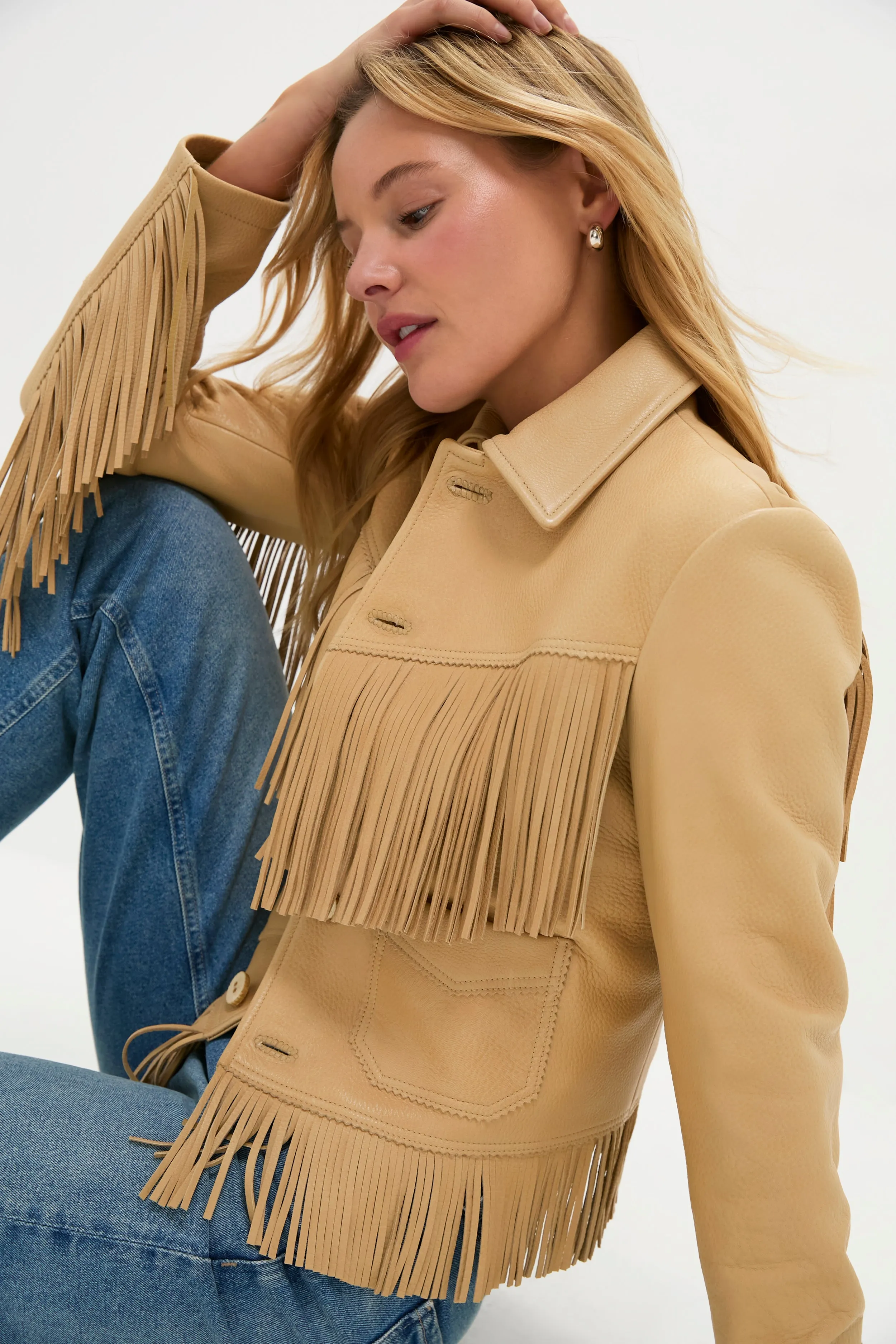 Tan Deerskin Fringe Jacket sold by Tuckernuck product image thumbnail 5