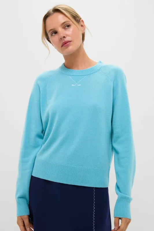 Bright Blue Washable Cashmere Malcolm Crewneck sold by Tuckernuck