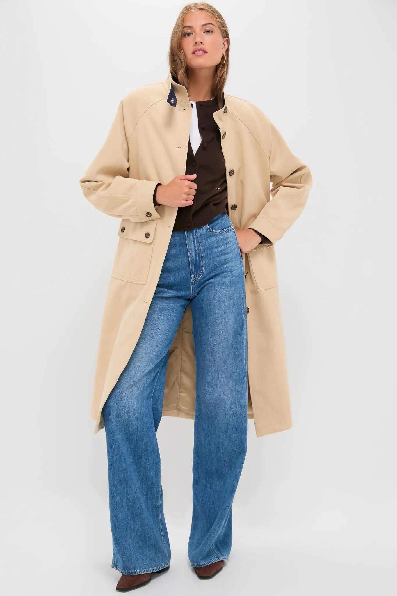 Beige and Navy Oakley Coat sold by Tuckernuck