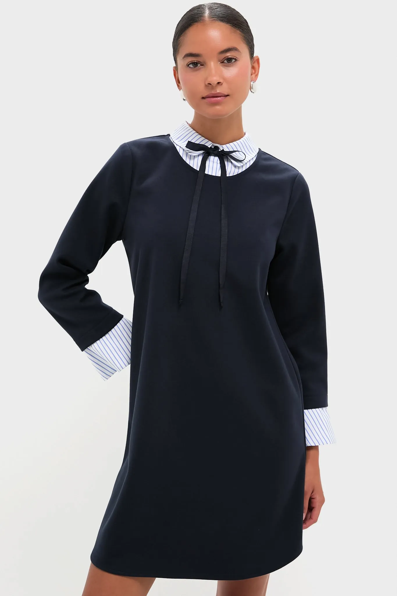Navy Knit Long Sleeve Burbank Mini Dress sold by Tuckernuck