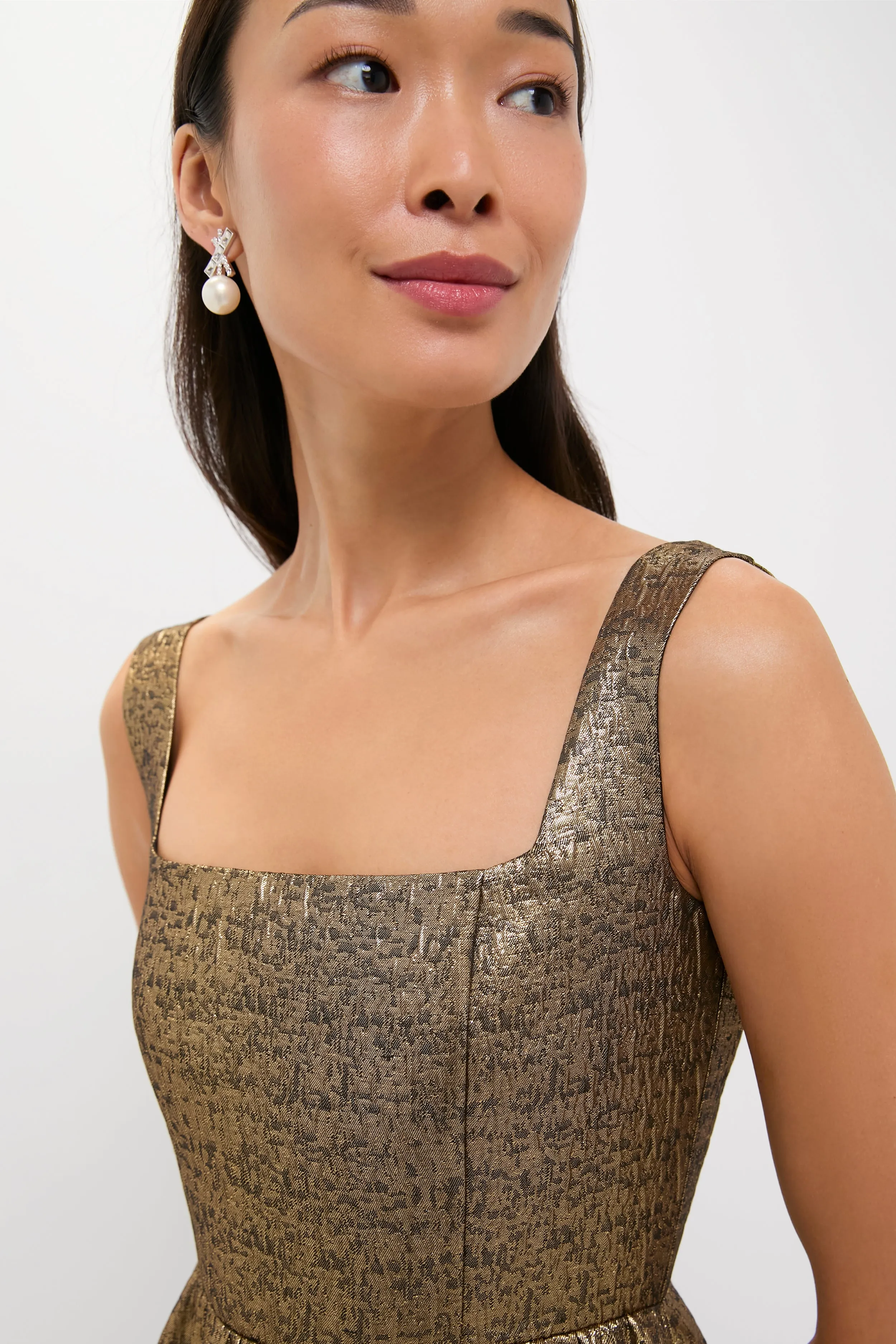 Gold Textured Jacquard Esme Dress sold by Tuckernuck product image thumbnail 5