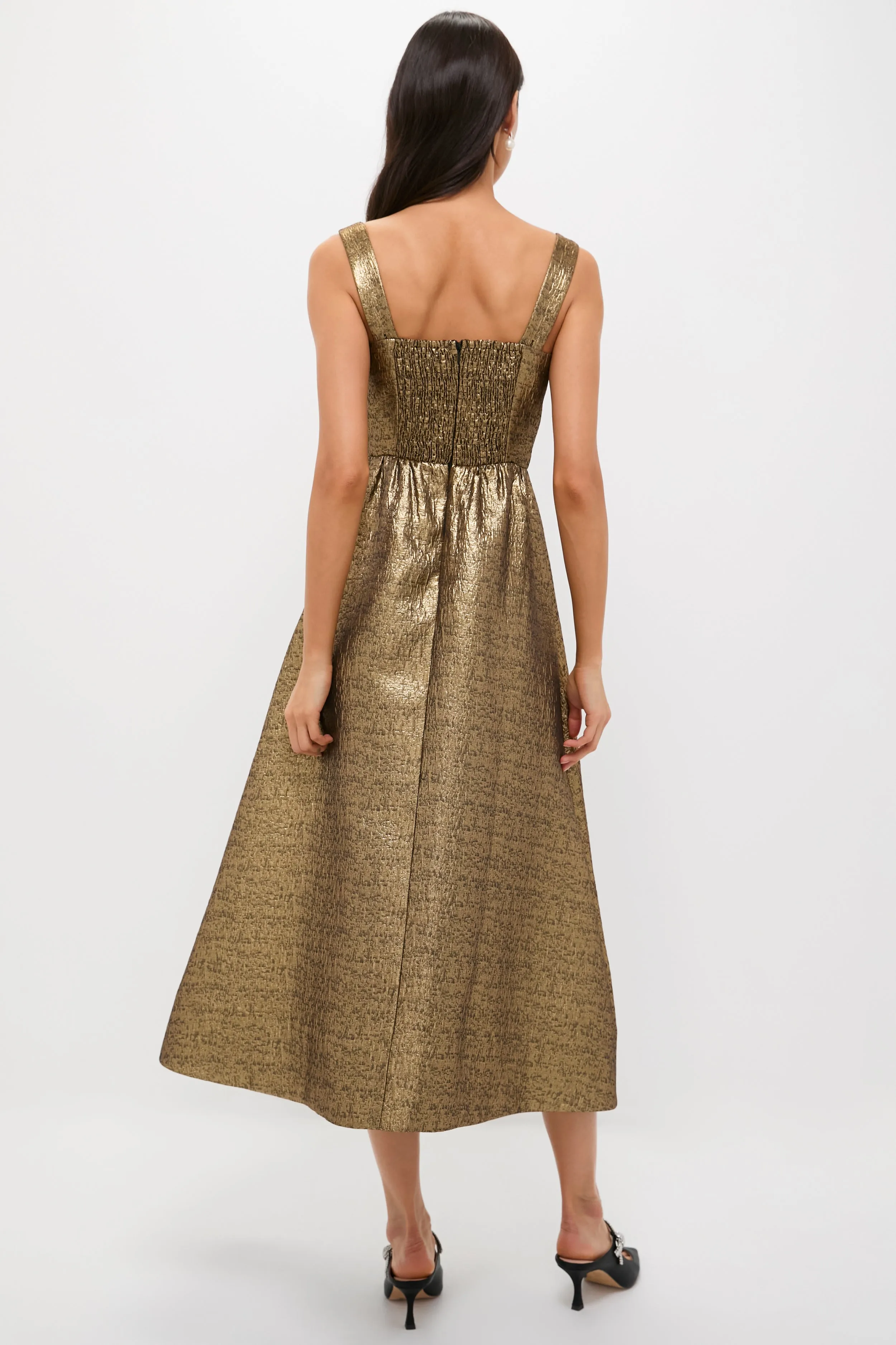 Gold Textured Jacquard Esme Dress sold by Tuckernuck product image thumbnail 4