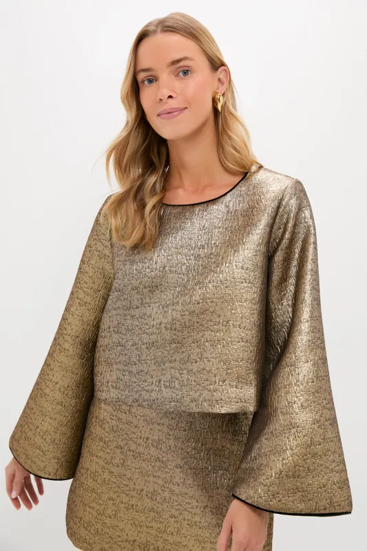 Gold Textured Jacquard Maxine Top sold by Tuckernuck