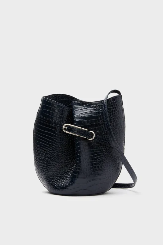 Navy Croc Embossed Belted Bucket Bag sold by Tuckernuck