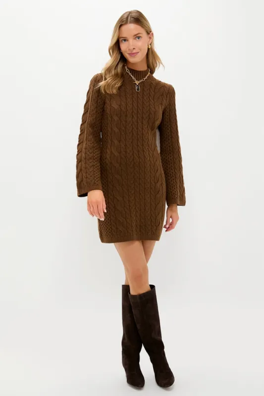 Coffee Cable Knit Lucia Mini Dress made by Hyacinth House