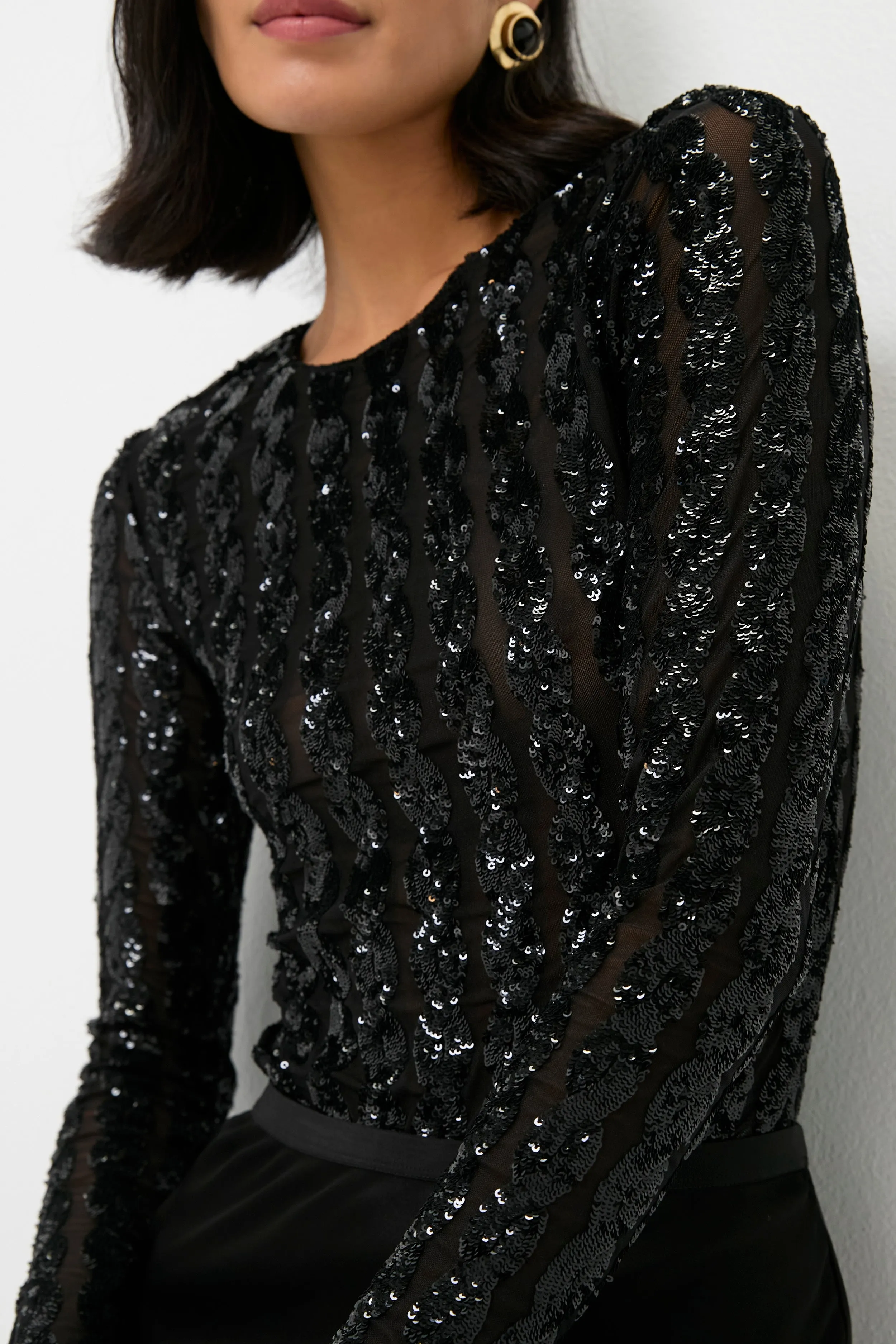 Polo Black Sequin Cable Knit Bodysuit sold by Tuckernuck product image thumbnail 5