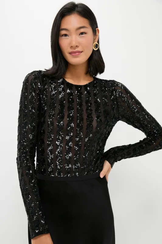Polo Black Sequin Cable Knit Bodysuit sold by Tuckernuck