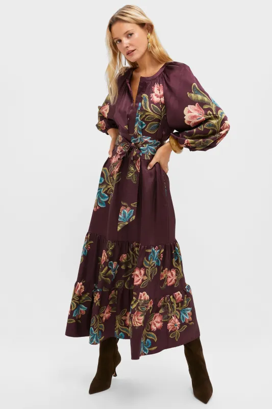 Winetasting Dianthus Jacquard Lyles Dress sold by Tuckernuck