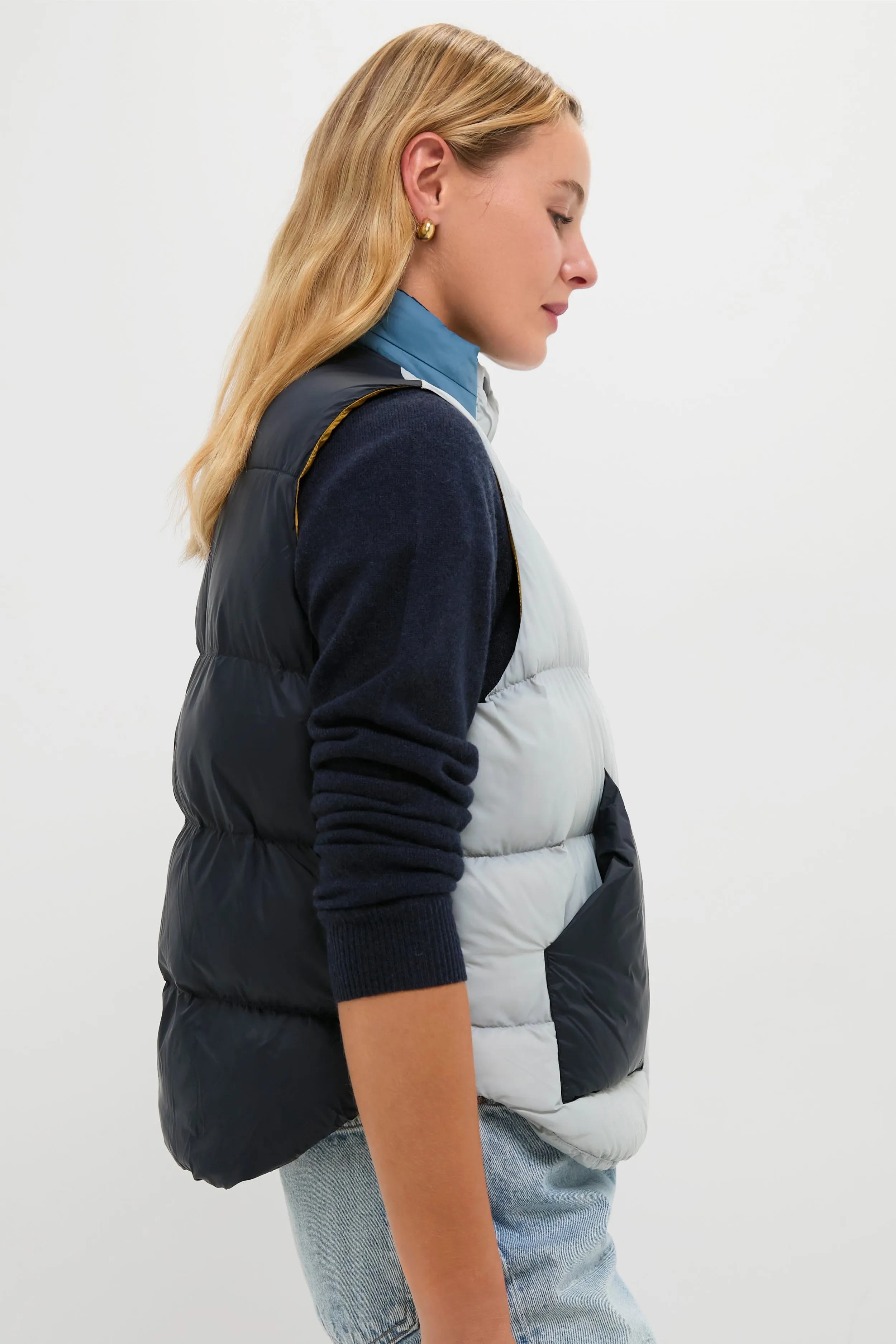 Navy Colorblock The Down Polar Vest sold by Tuckernuck product image thumbnail 3