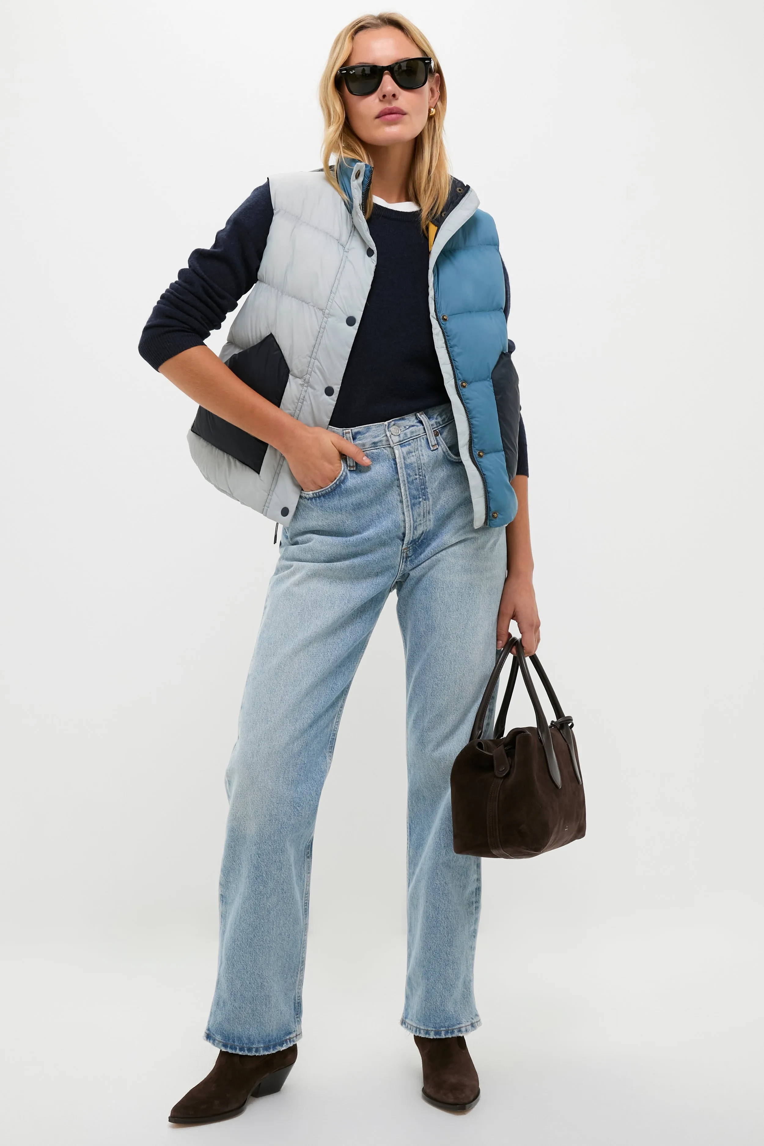 Navy Colorblock The Down Polar Vest sold by Tuckernuck product image thumbnail 2