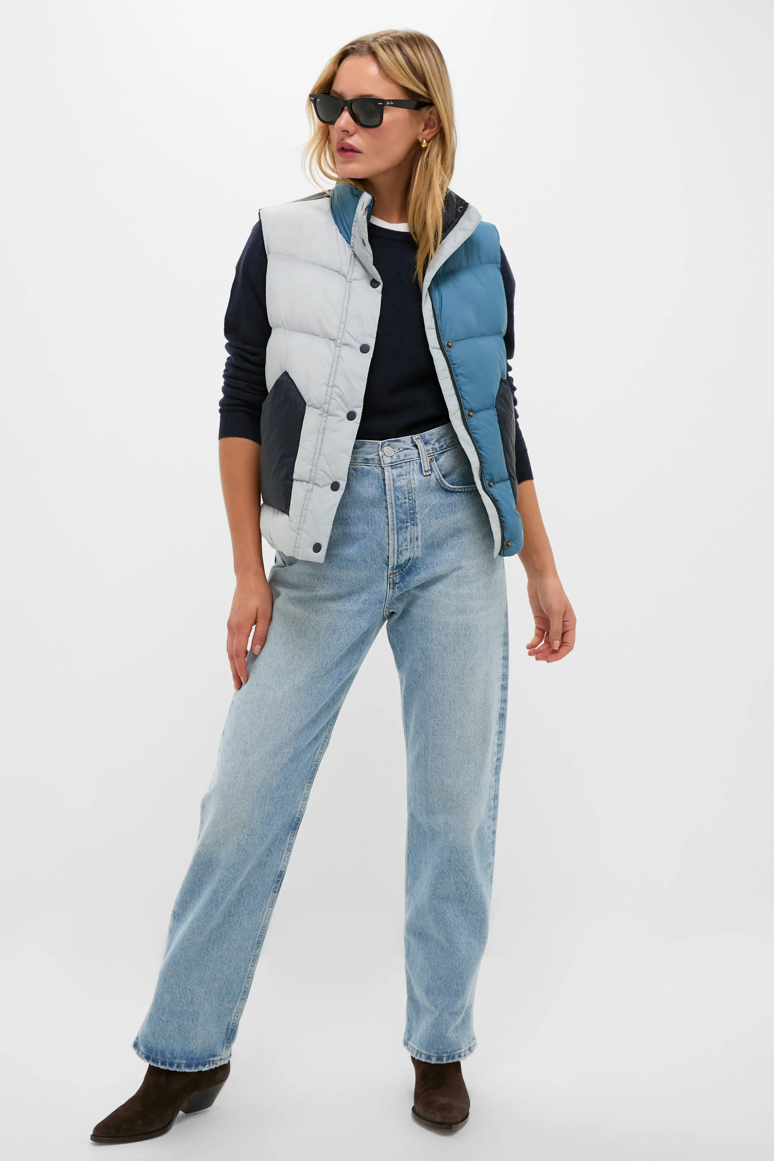 Navy Colorblock The Down Polar Vest sold by Tuckernuck product image thumbnail 5