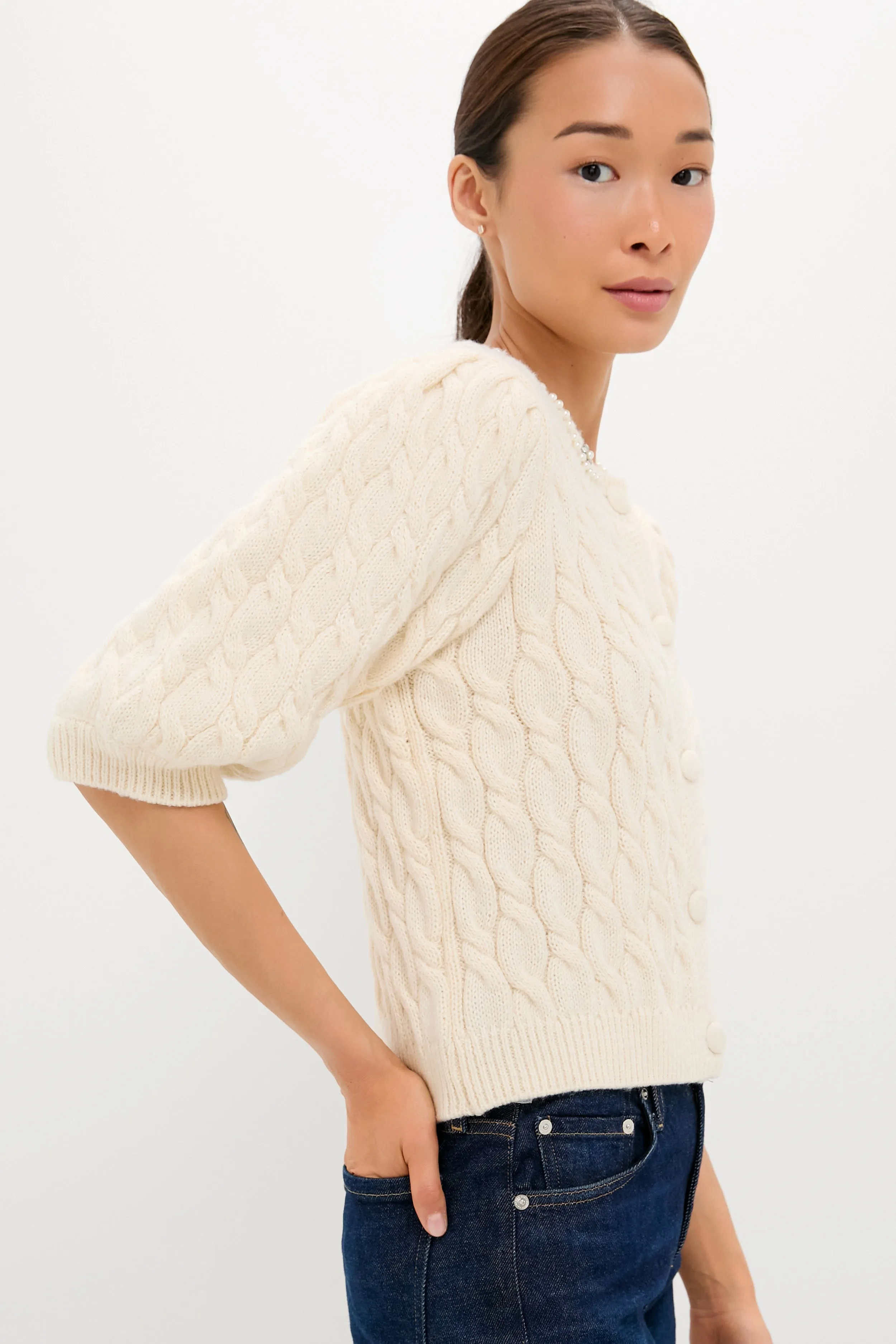 White Embellished Hadley Cardigan sold by Tuckernuck product image thumbnail 4