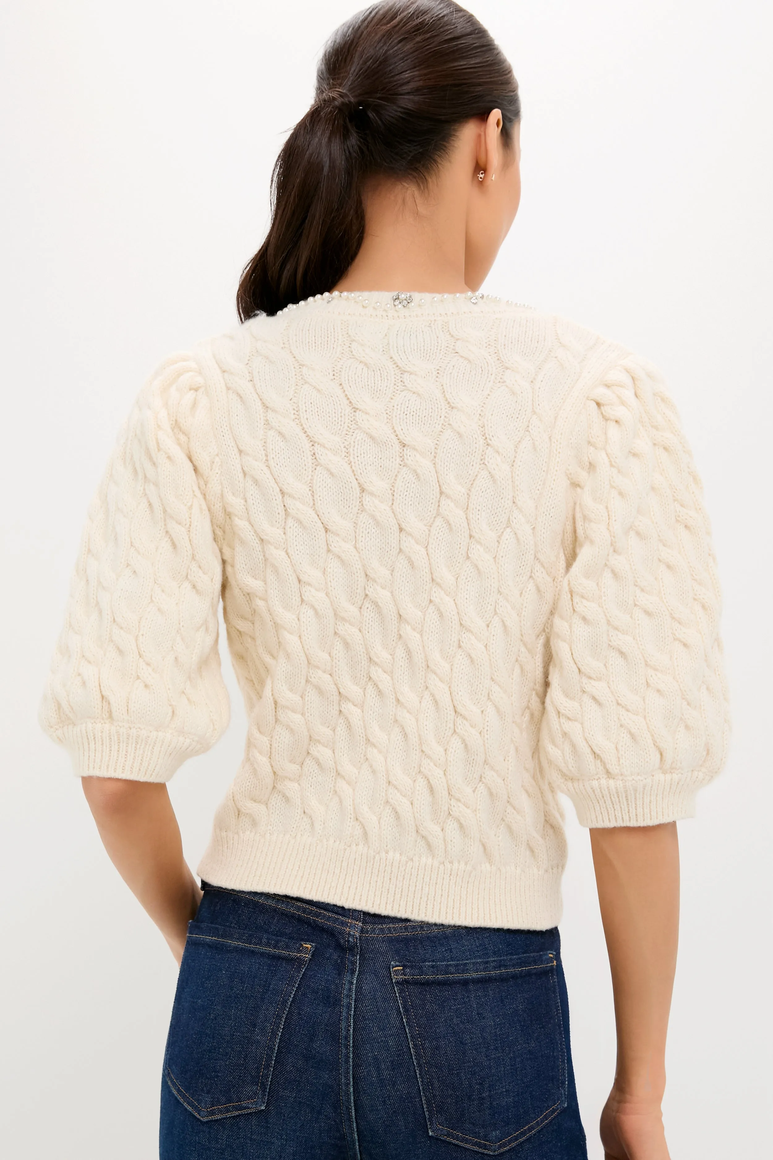 White Embellished Hadley Cardigan sold by Tuckernuck product image thumbnail 5