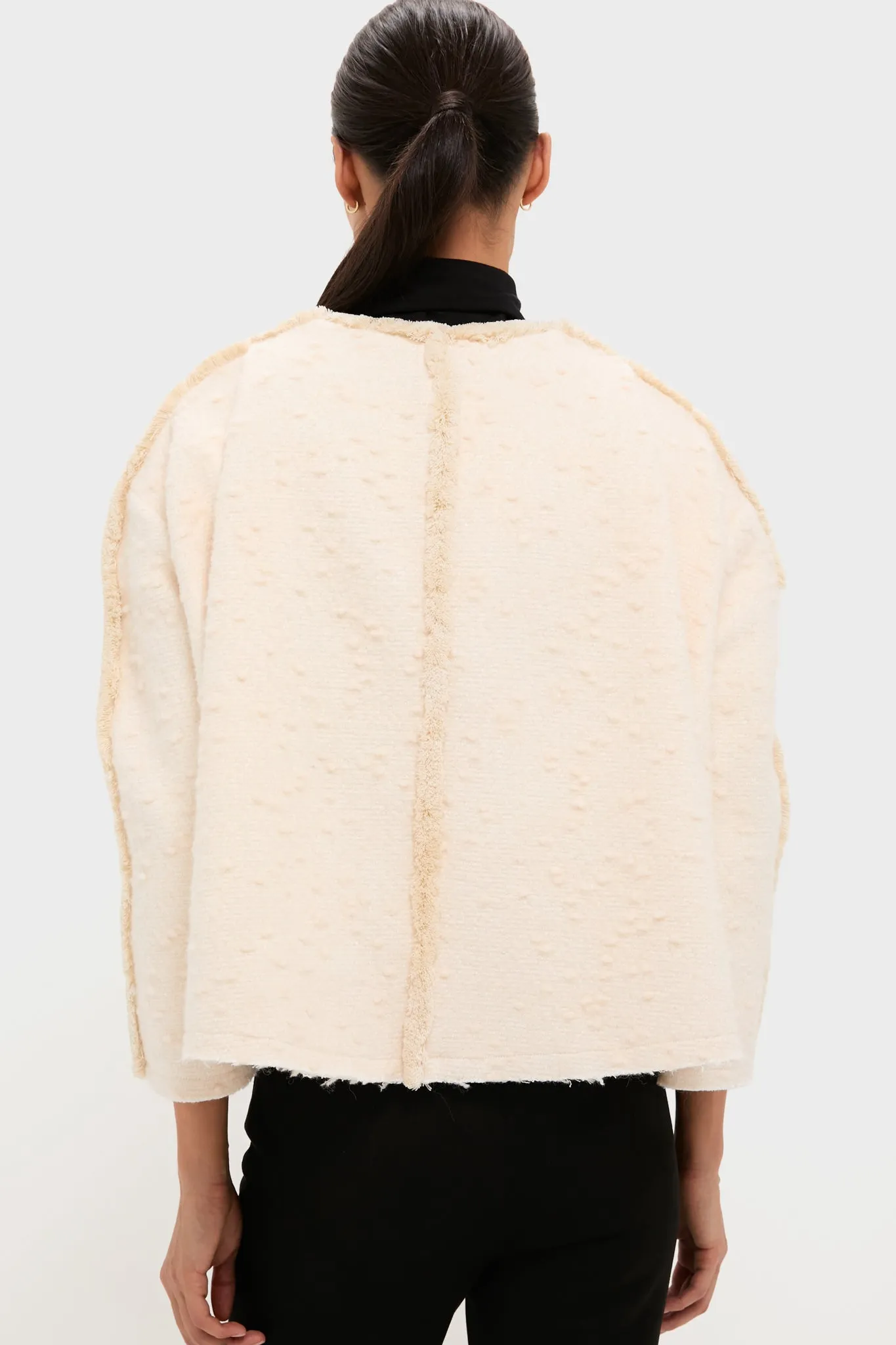 Ivory Cocoon Cropped Belted Jacket sold by Tuckernuck product image thumbnail 4