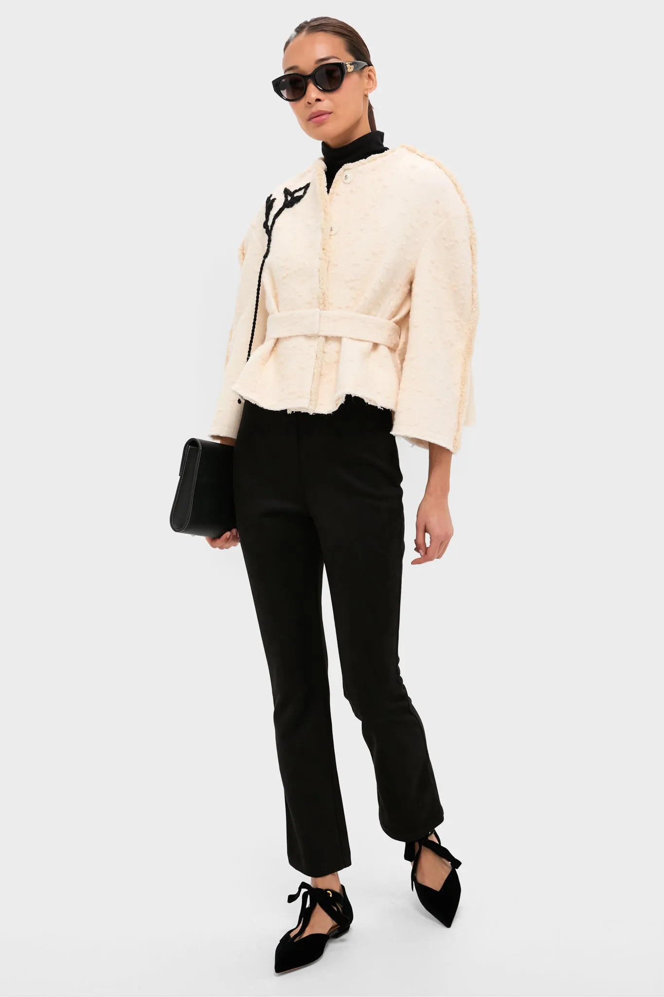 Ivory Cocoon Cropped Belted Jacket sold by Tuckernuck product image thumbnail 2