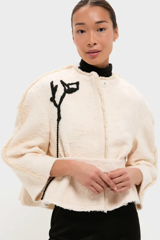 Ivory Cocoon Cropped Belted Jacket sold by Tuckernuck