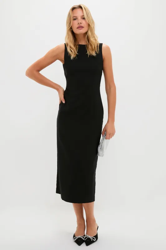 Black Open Back Bow Ambrose Midi Dress sold by Tuckernuck