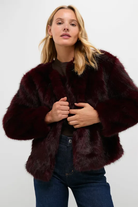 Merlot Faux Fur Bruno Jacket sold by Tuckernuck