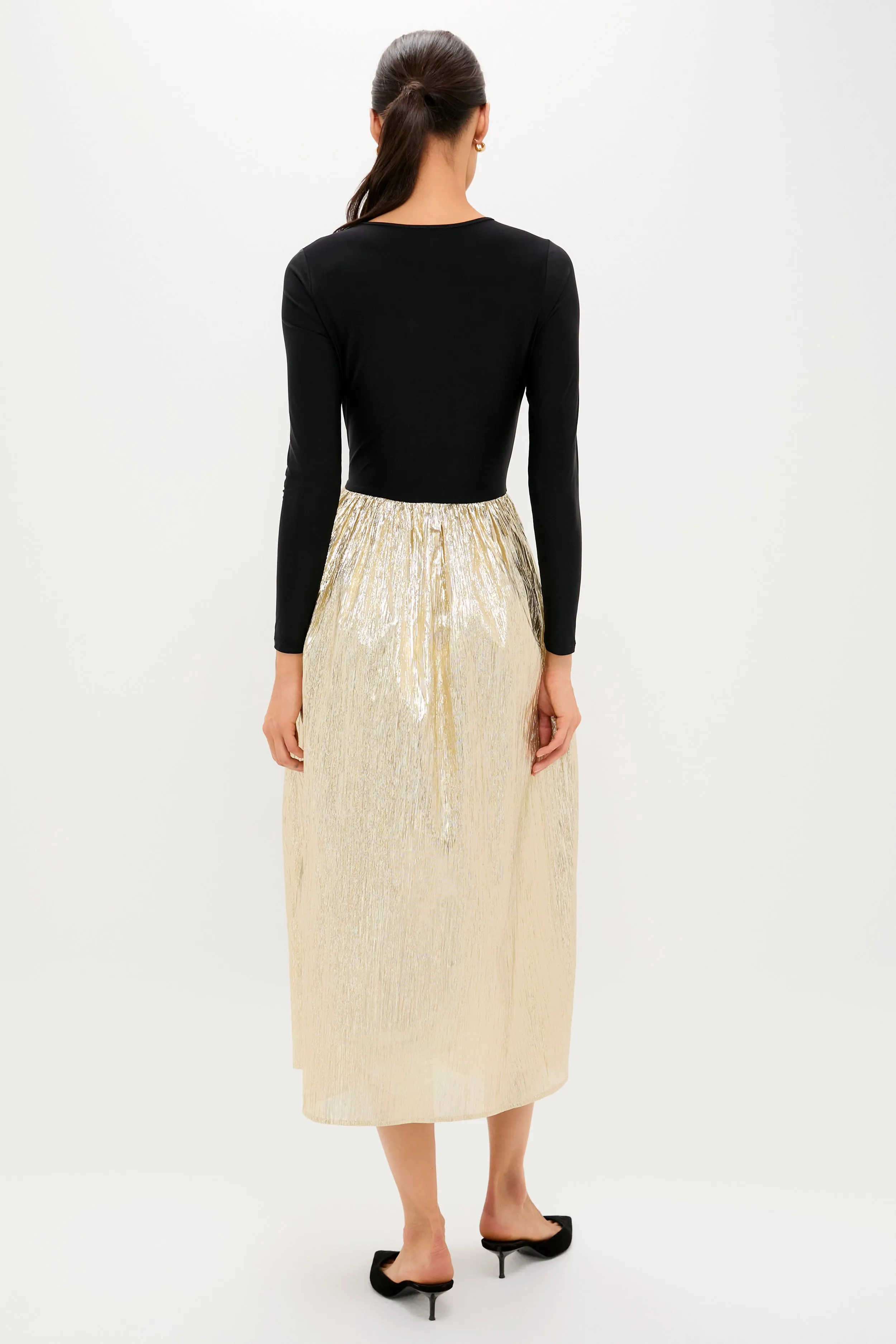 Gold Plisse and Black Mixed Media Schuyler Maxi Dress sold by Tuckernuck product image thumbnail 4