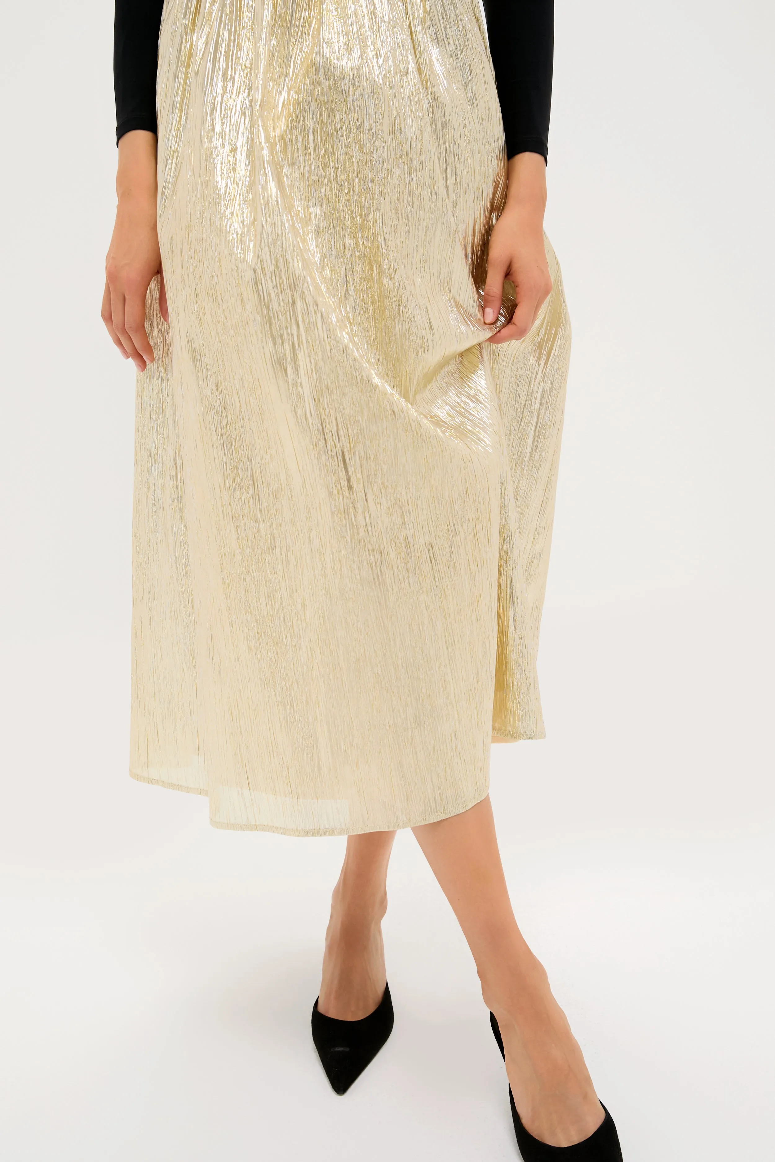 Gold Plisse and Black Mixed Media Schuyler Maxi Dress sold by Tuckernuck product image thumbnail 5