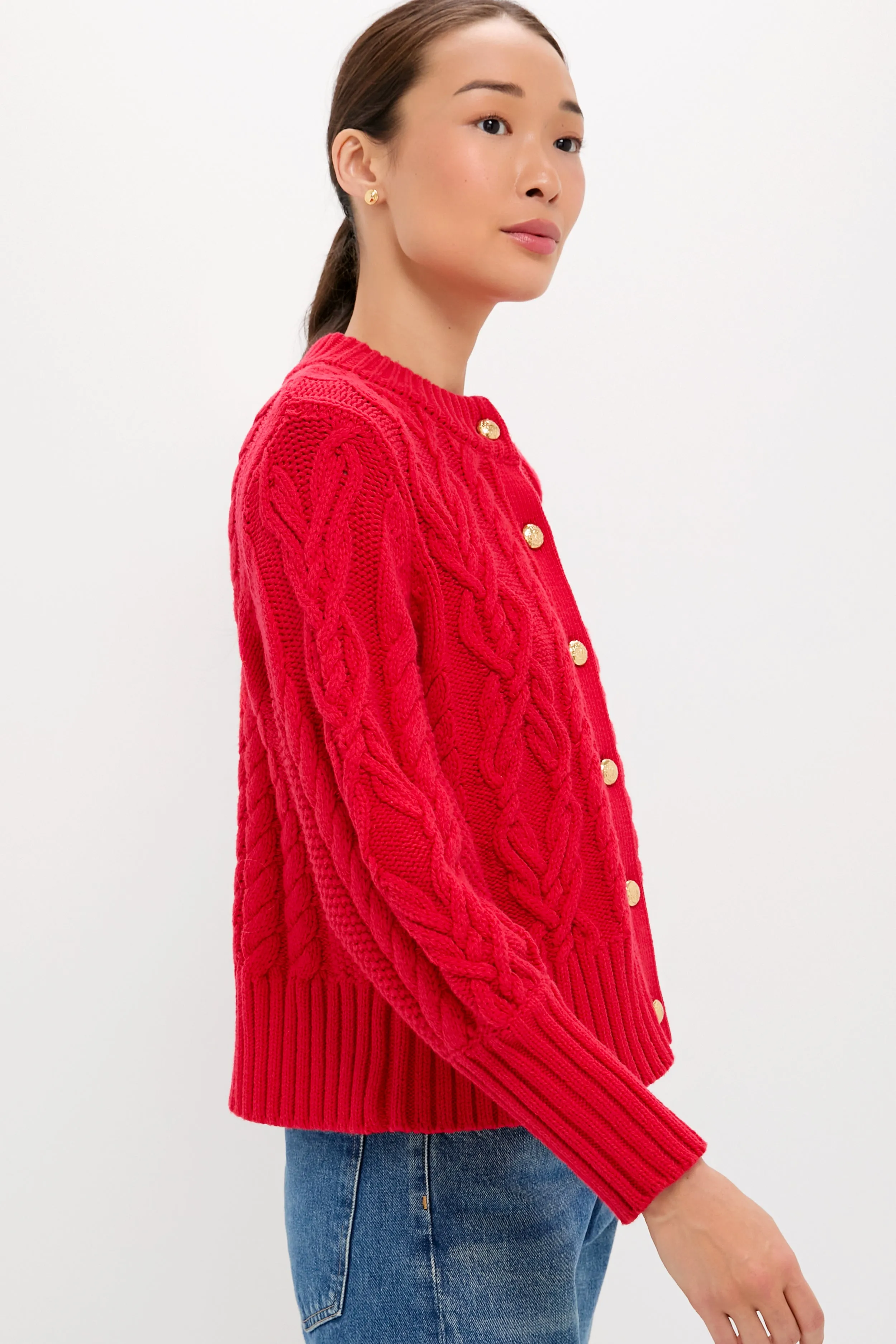 Red Cotton Colette Cardigan sold by Tuckernuck product image thumbnail 3