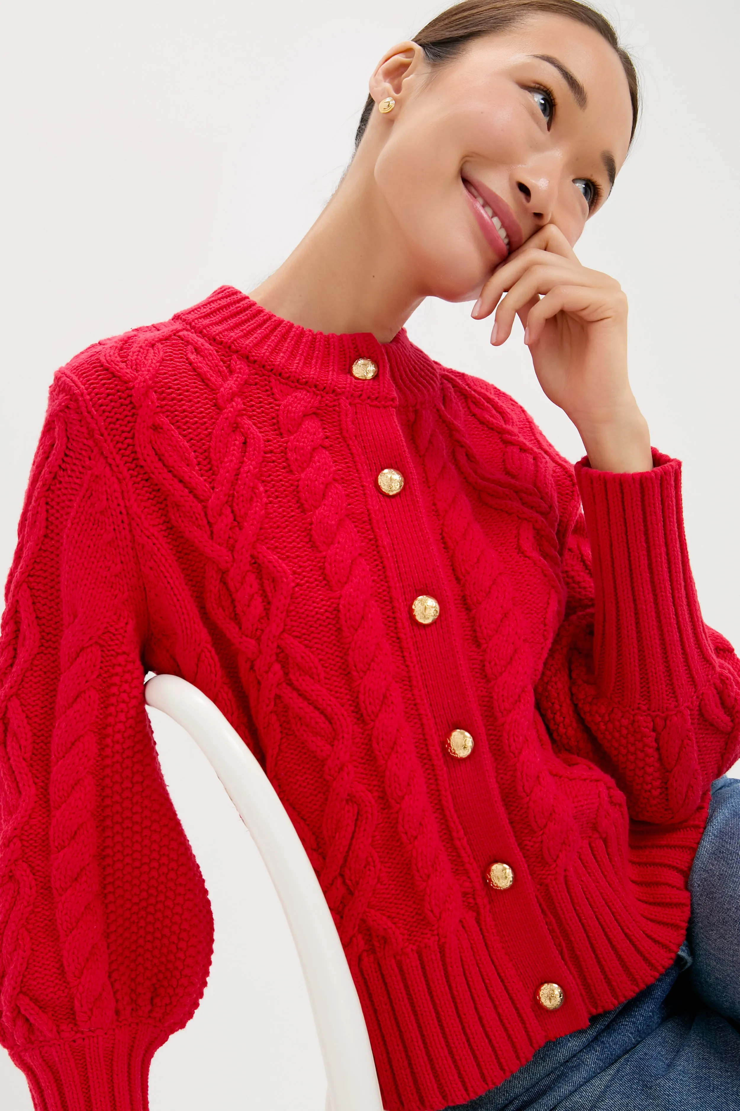 Red Cotton Colette Cardigan sold by Tuckernuck product image thumbnail 5