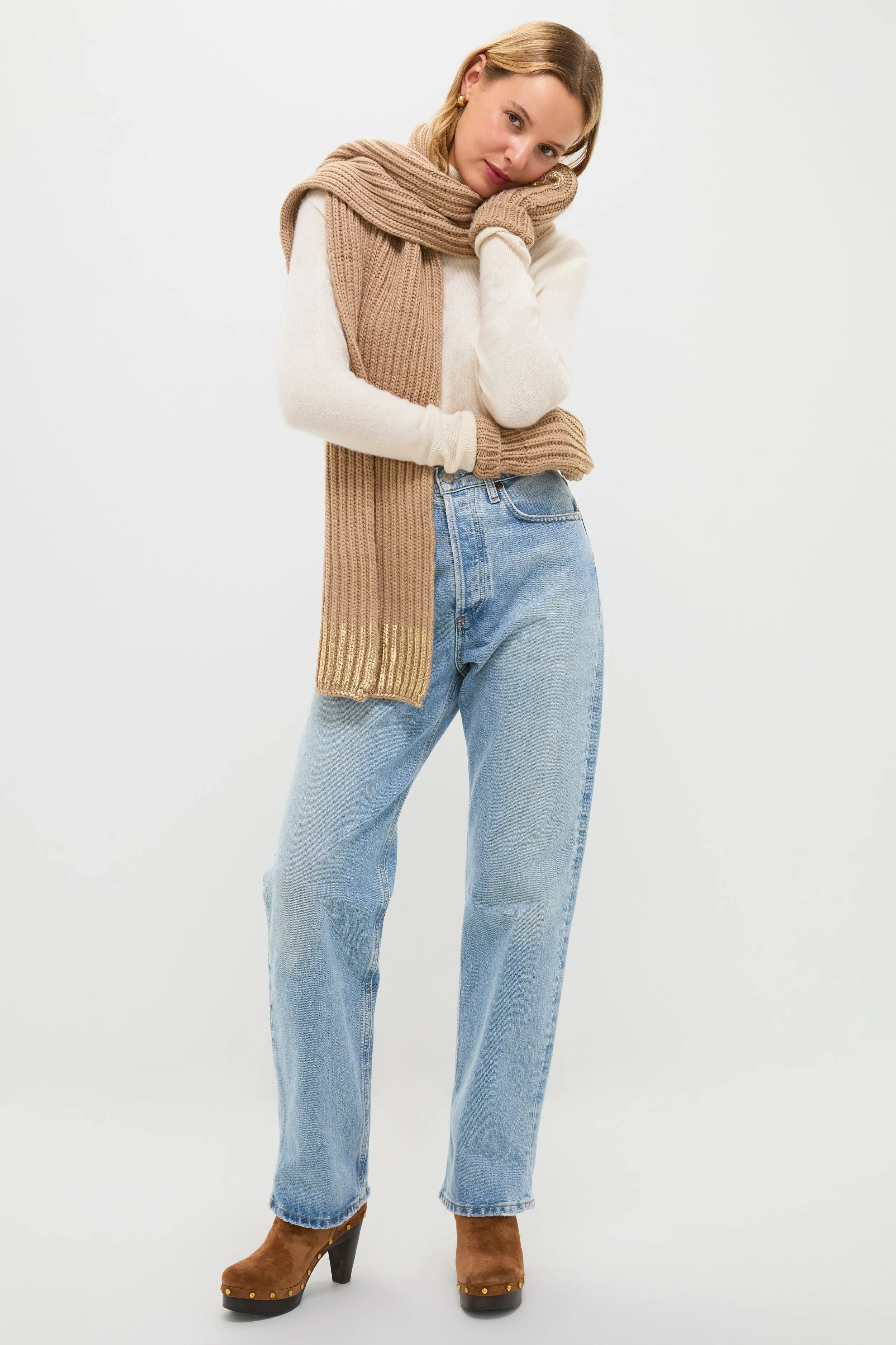 Gold Metallic Scarf and Mittens Set sold by Tuckernuck product image thumbnail 3