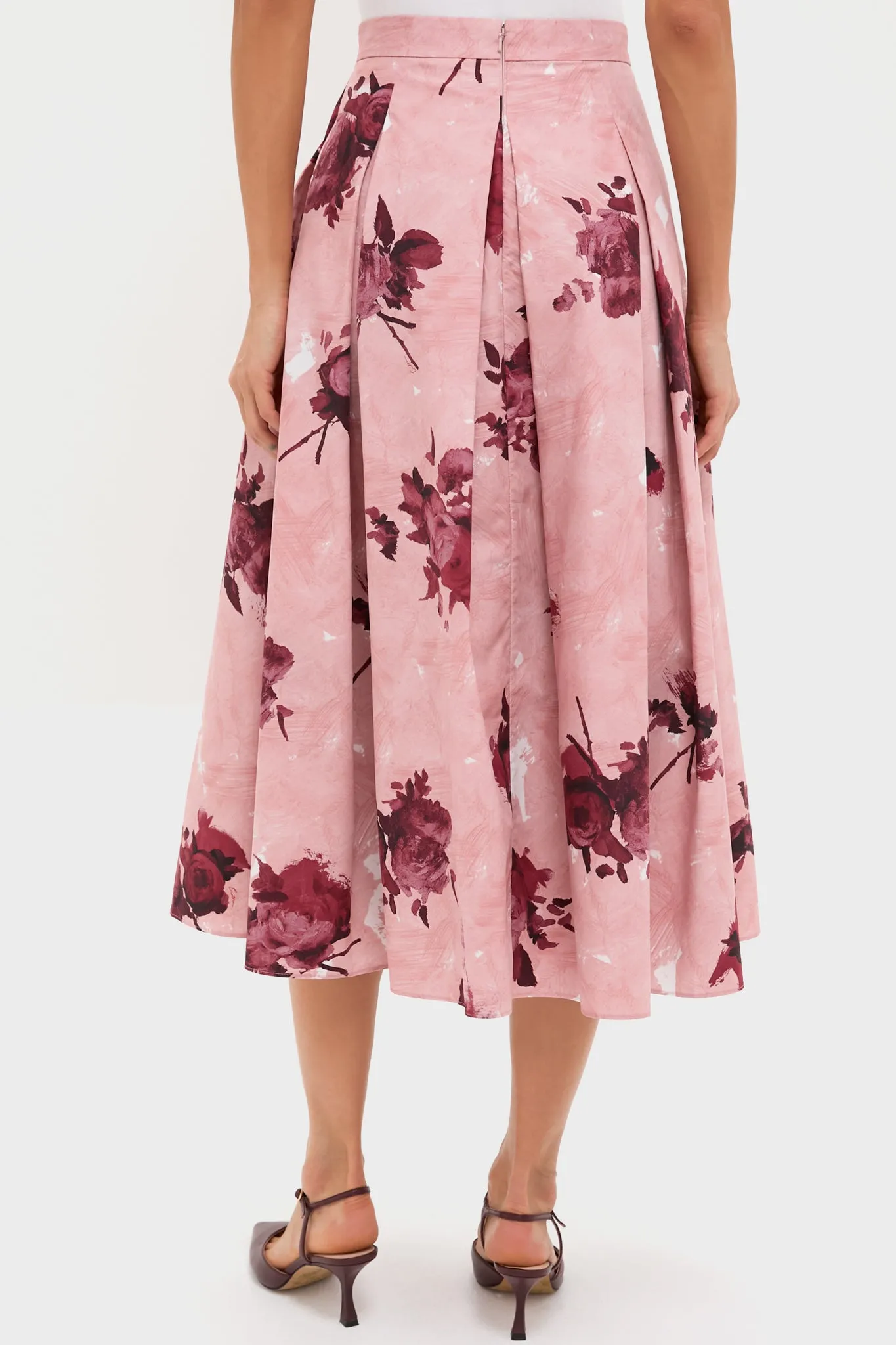 Abstract Rose Slipper Pink Pleated Midi Skirt sold by Tuckernuck product image thumbnail 4