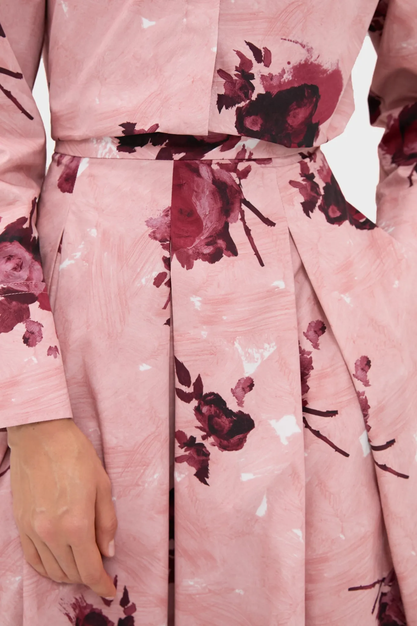 Abstract Rose Slipper Pink Pleated Midi Skirt sold by Tuckernuck product image thumbnail 5