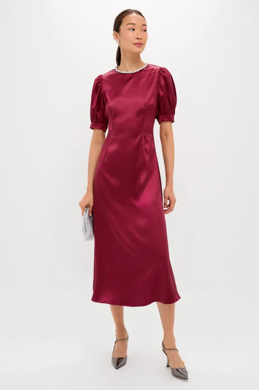 Oxblood Embellished Sappho Midi Dress sold by Tuckernuck