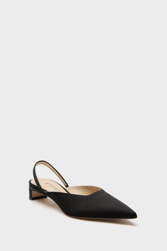 Black Satin Kaori Kitten Heels sold by Tuckernuck
