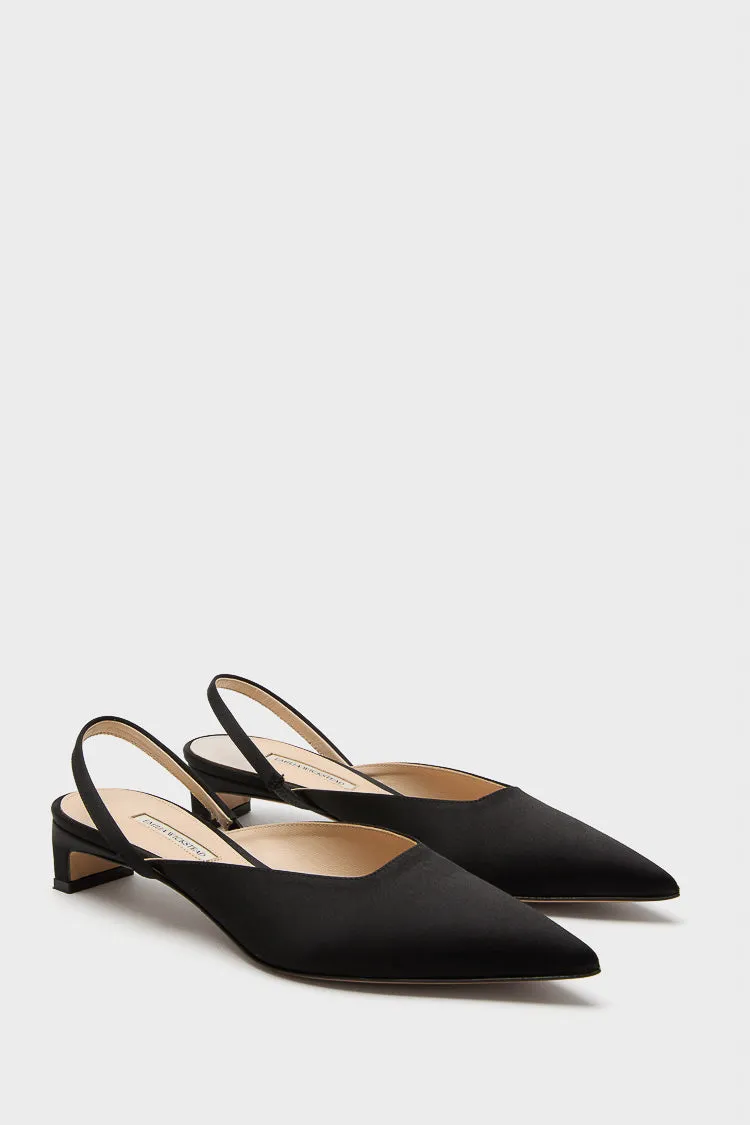 Black Satin Kaori Kitten Heels sold by Tuckernuck product image thumbnail 2