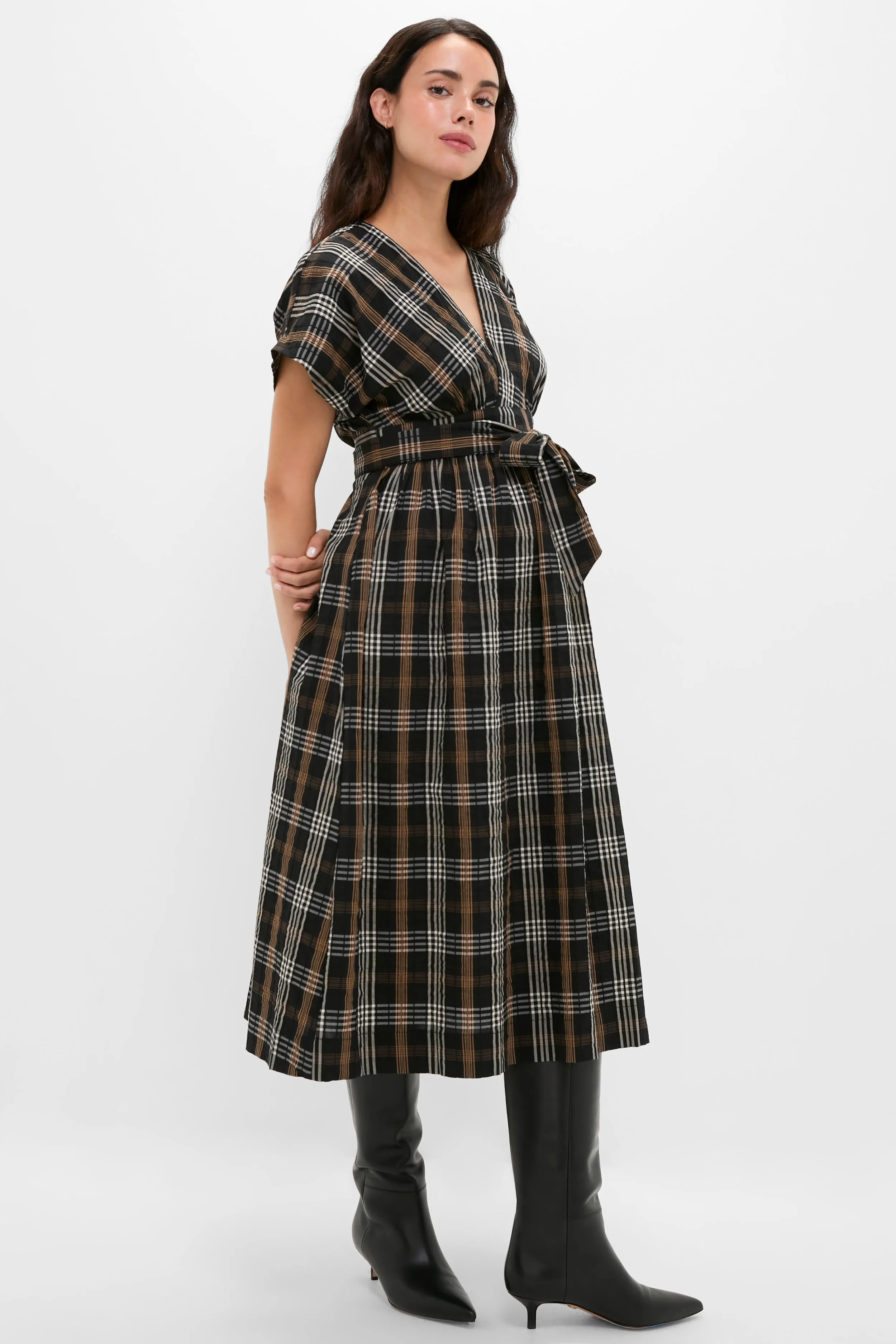 Black Multi Plaid Carolina Dress sold by Tuckernuck product image thumbnail 3