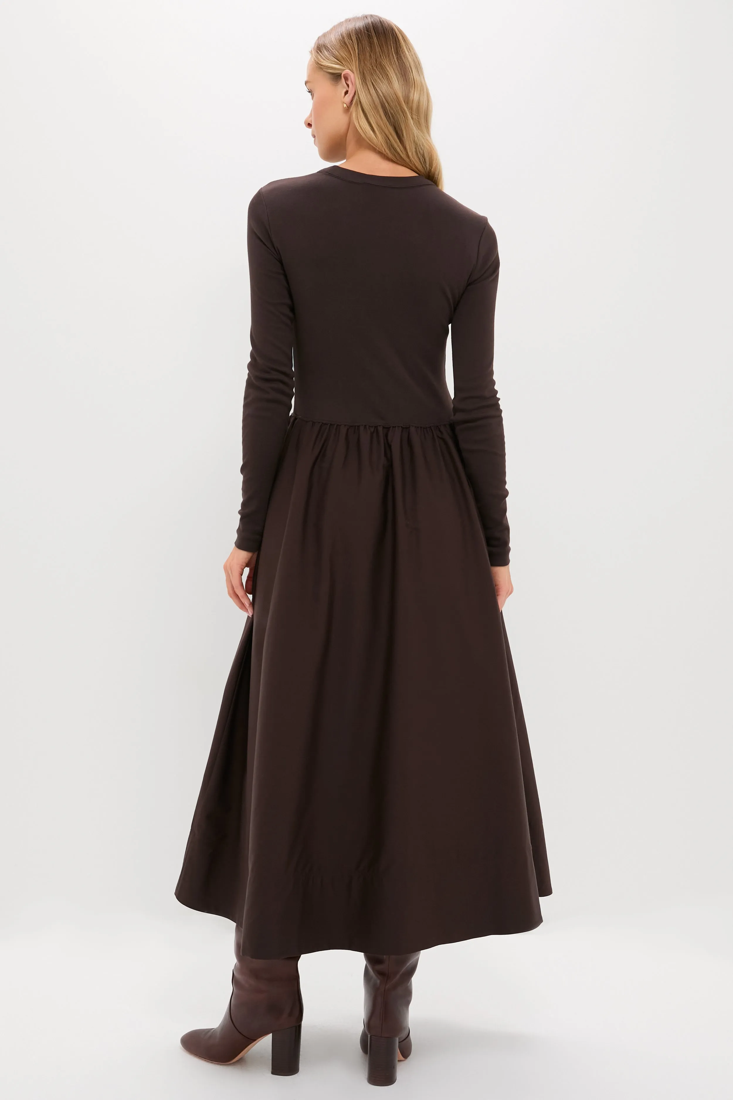 Squire Brown Rib Knit Crew Neck Long Sleeve A-Line Dress sold by Tuckernuck product image thumbnail 4