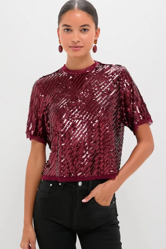 Mulberry Sequin Pixie Top made by Hunter Bell NYC