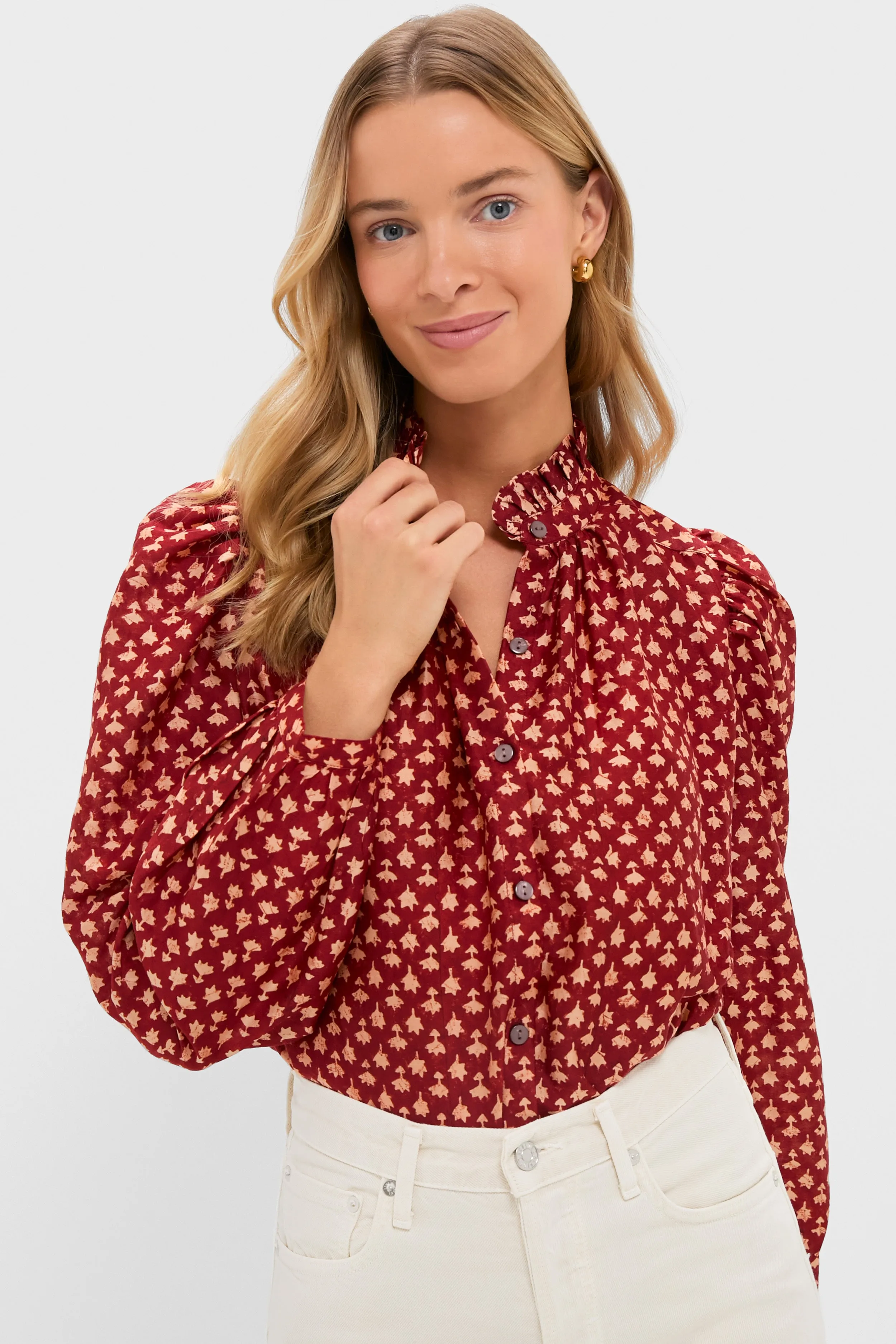 Red Mahogany Annabel Bhutti Shirt sold by Tuckernuck