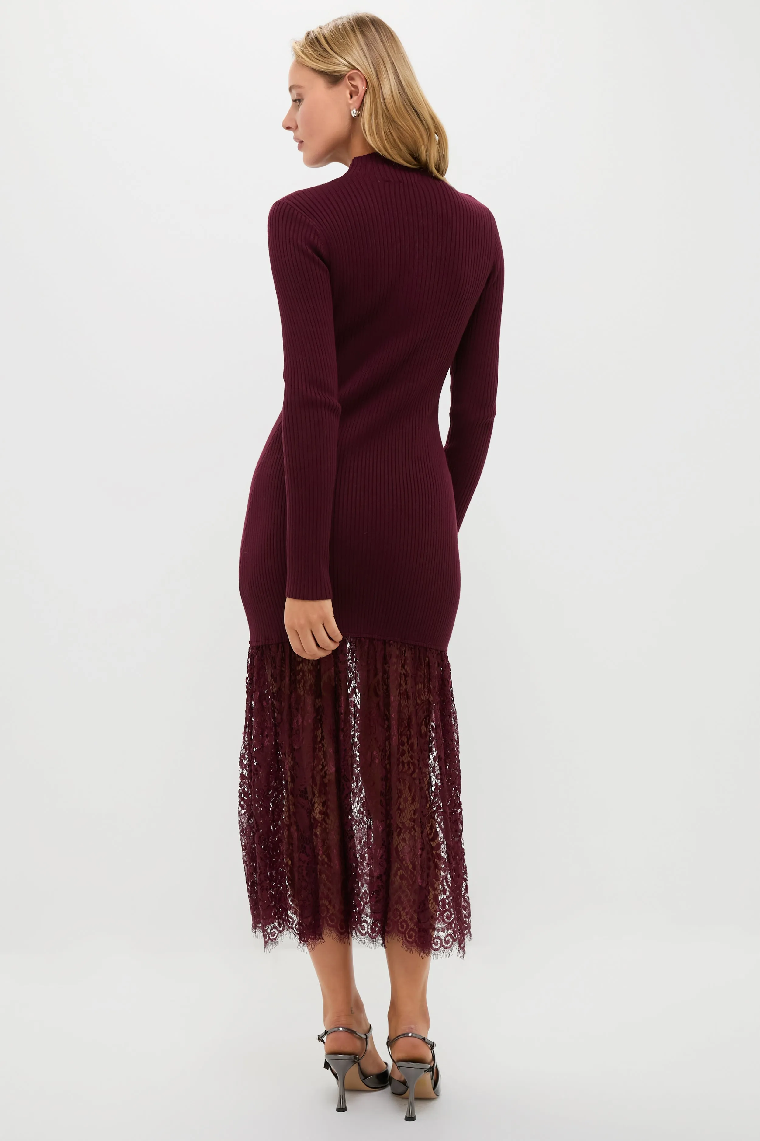 Plum Knit and Lace Suzanne Midi Dress sold by Tuckernuck product image thumbnail 4