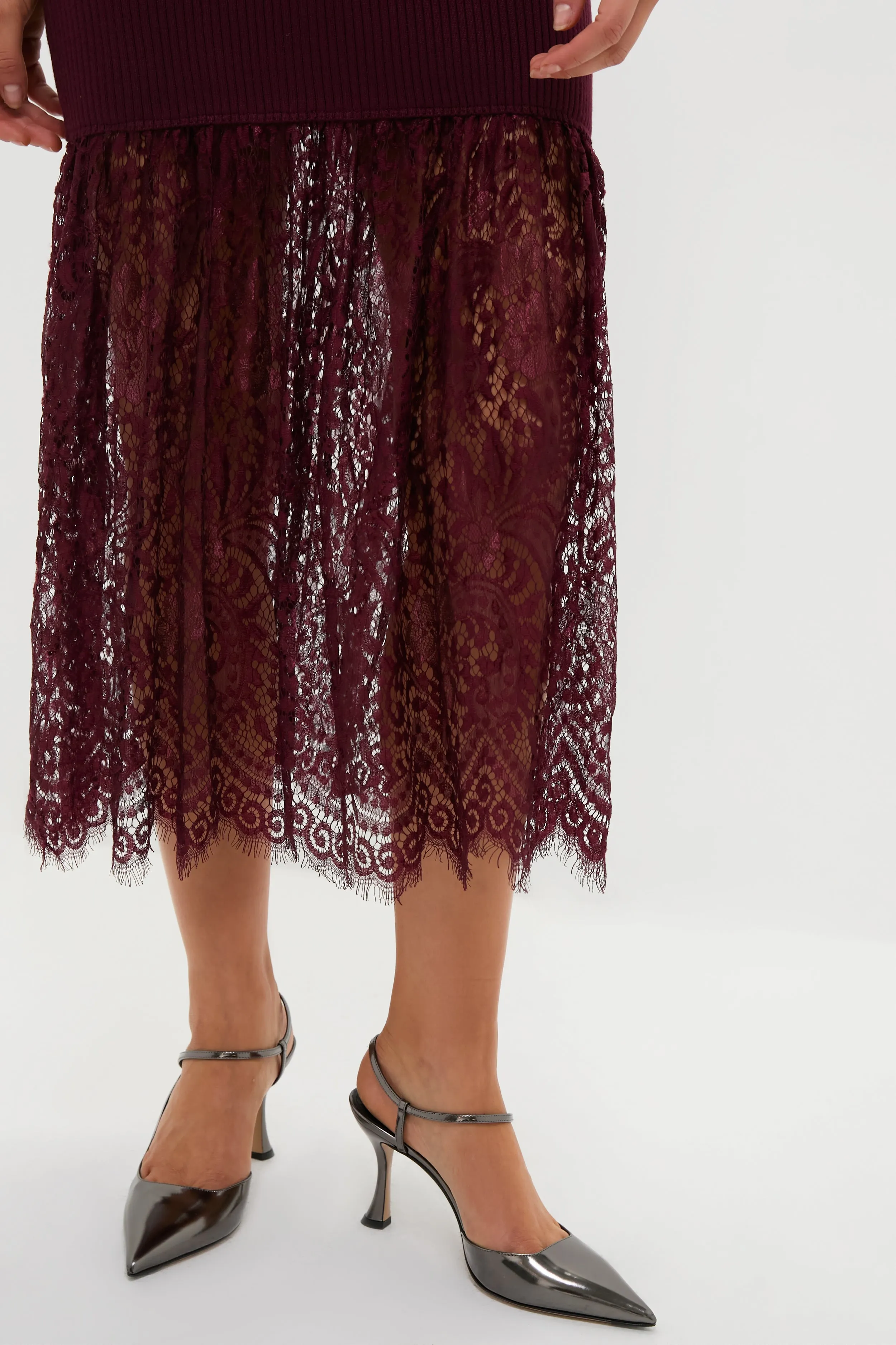 Plum Knit and Lace Suzanne Midi Dress sold by Tuckernuck product image thumbnail 5