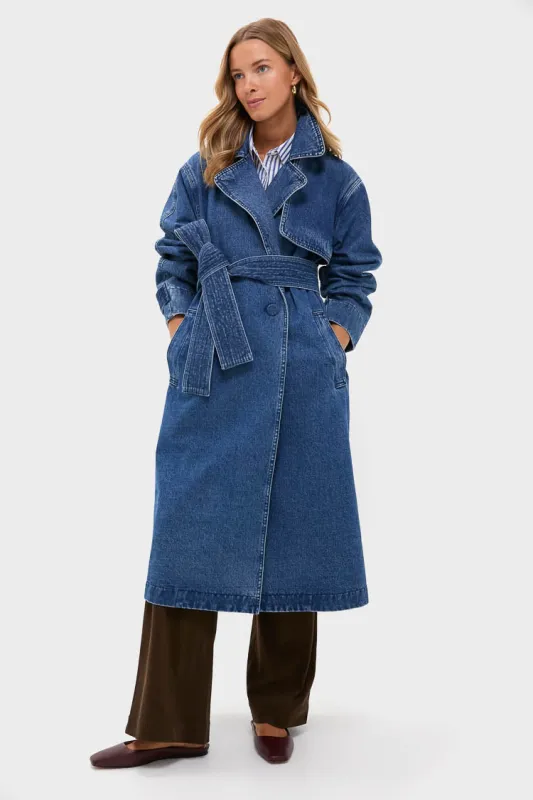 Denim Cillian Trench Coat sold by Tuckernuck