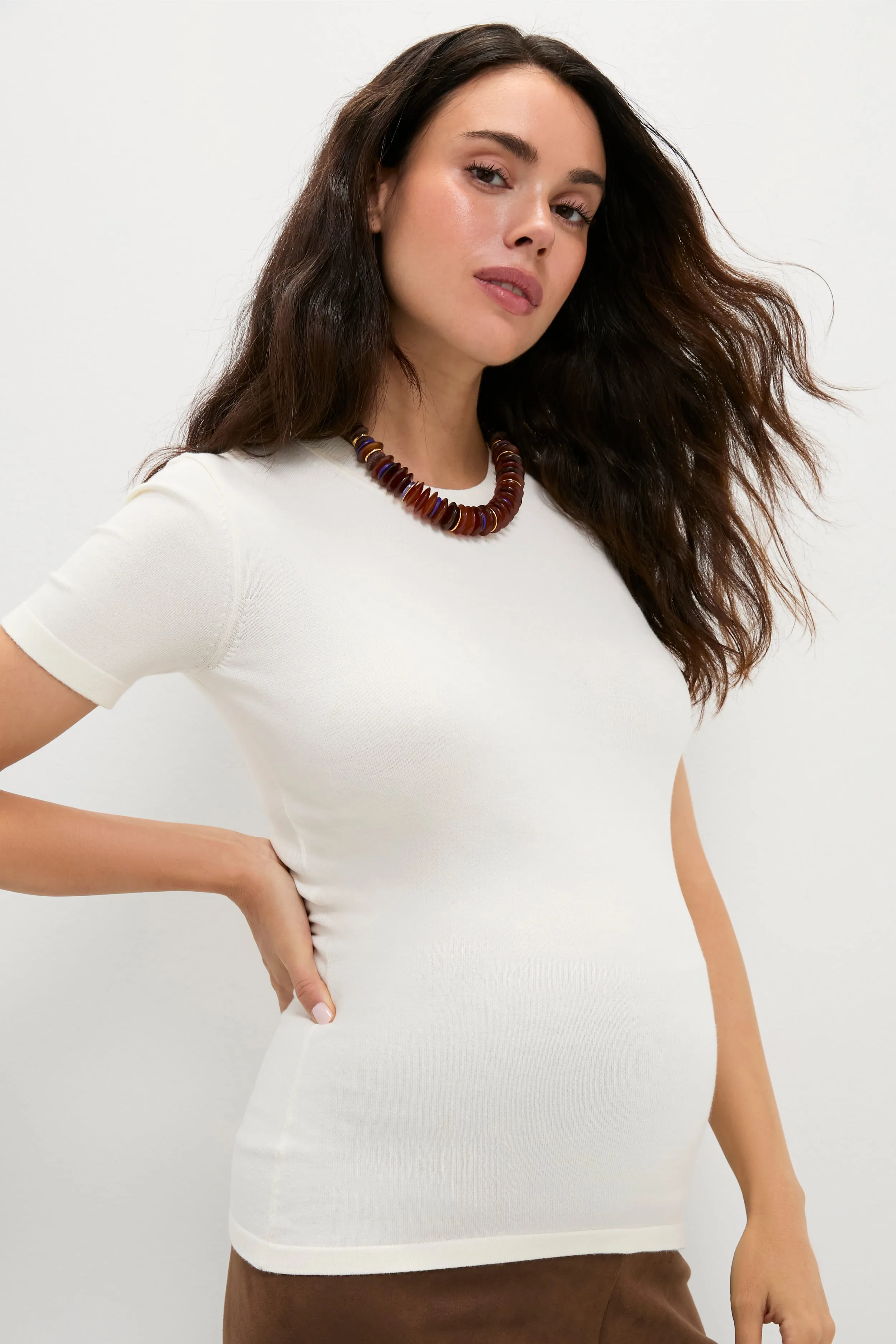Ivory Softsculpt Knit Tee sold by Tuckernuck