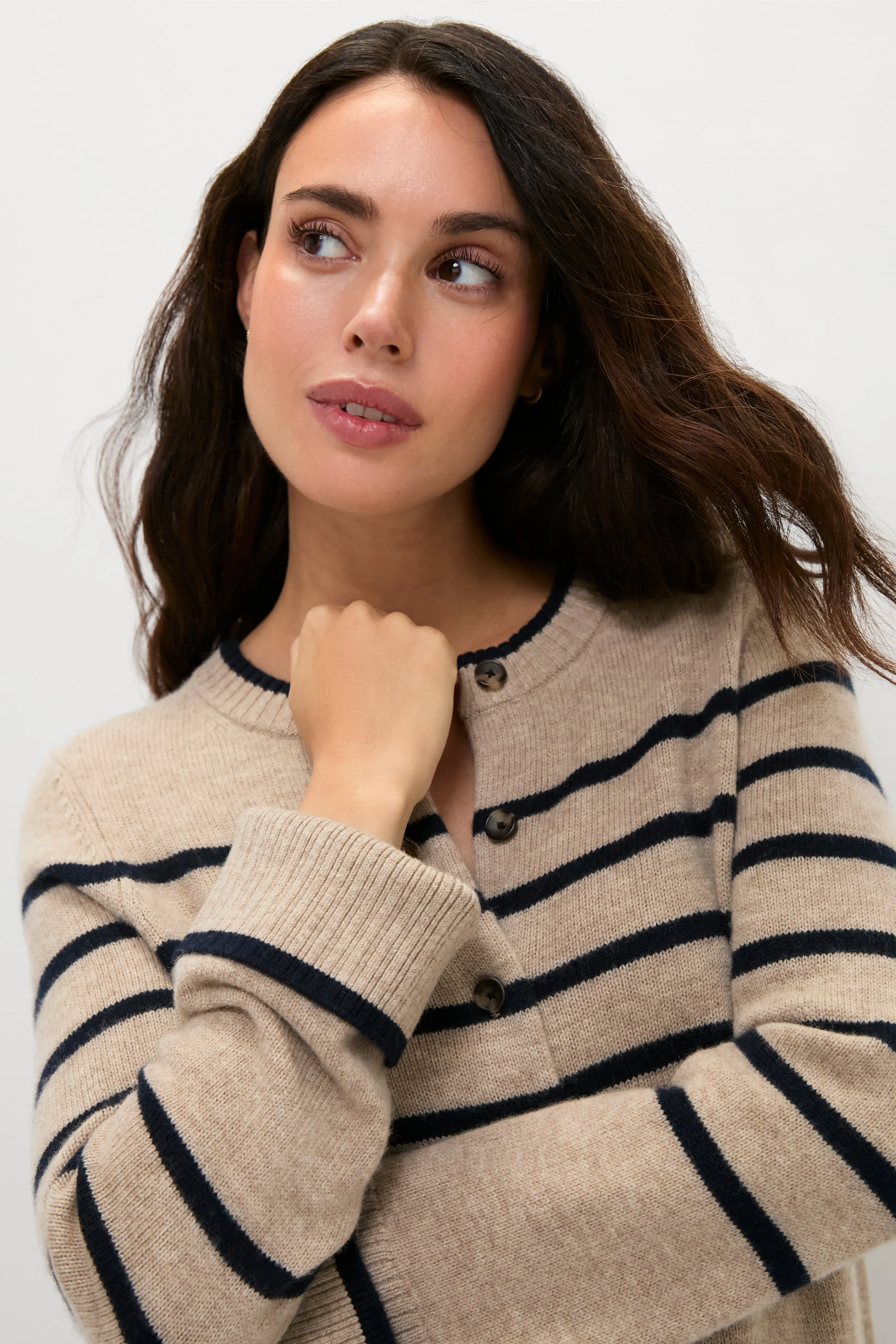 Oat and Navy Celine Contour Cardigan sold by Tuckernuck product image thumbnail 5