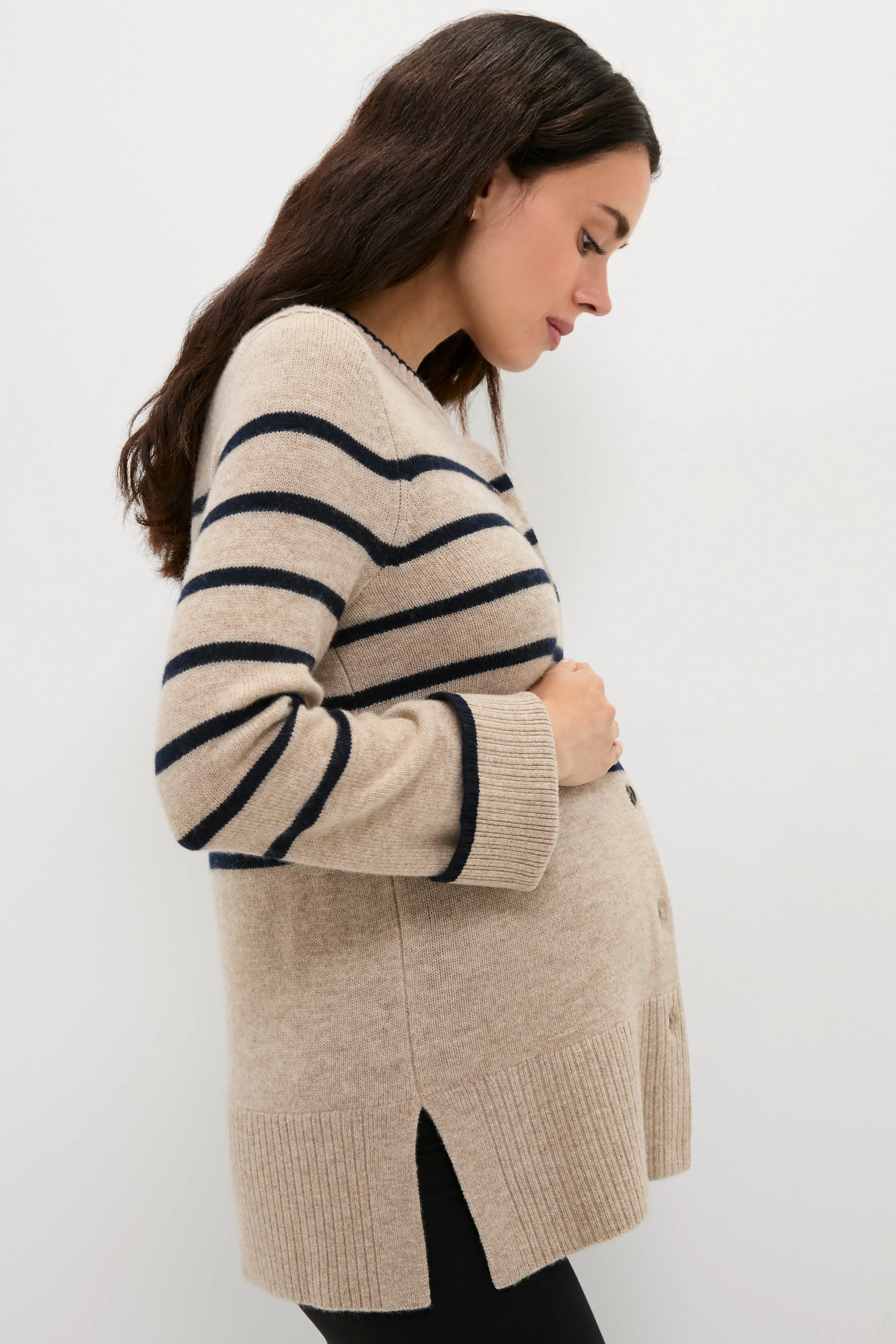 Oat and Navy Celine Contour Cardigan sold by Tuckernuck product image thumbnail 3