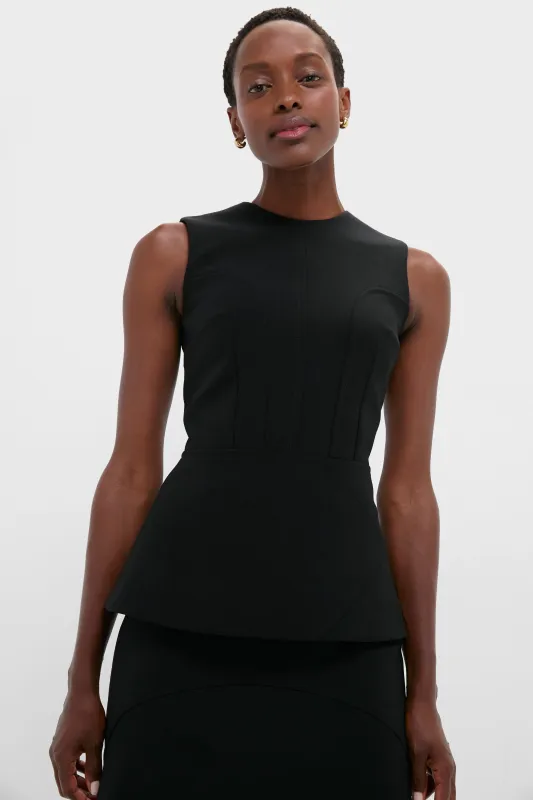 Black Reville Birdseye Suiting Top made by Emilia Wickstead