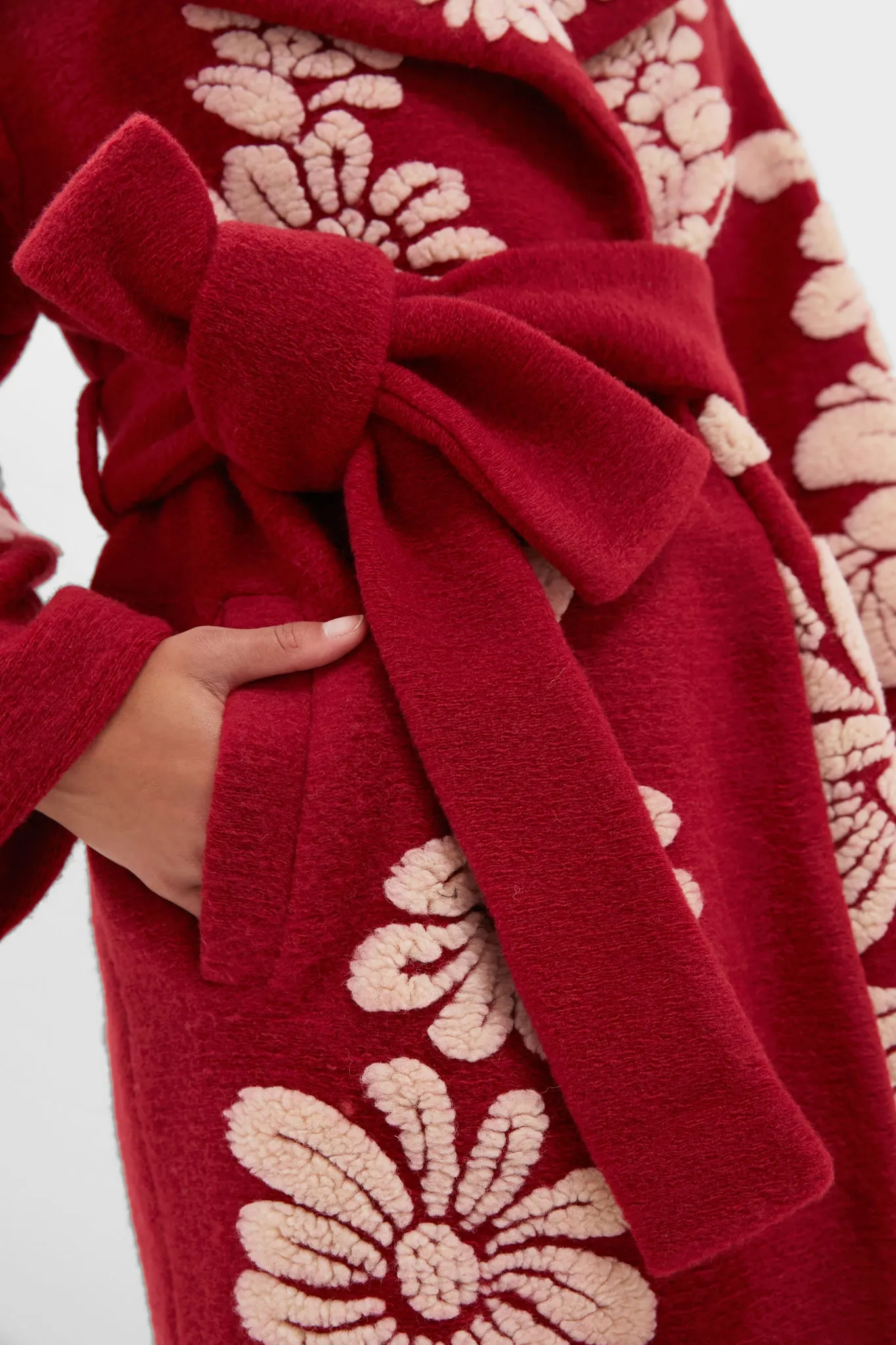 Bold Flowers Burgundy Fleece Coat sold by Tuckernuck product image thumbnail 5
