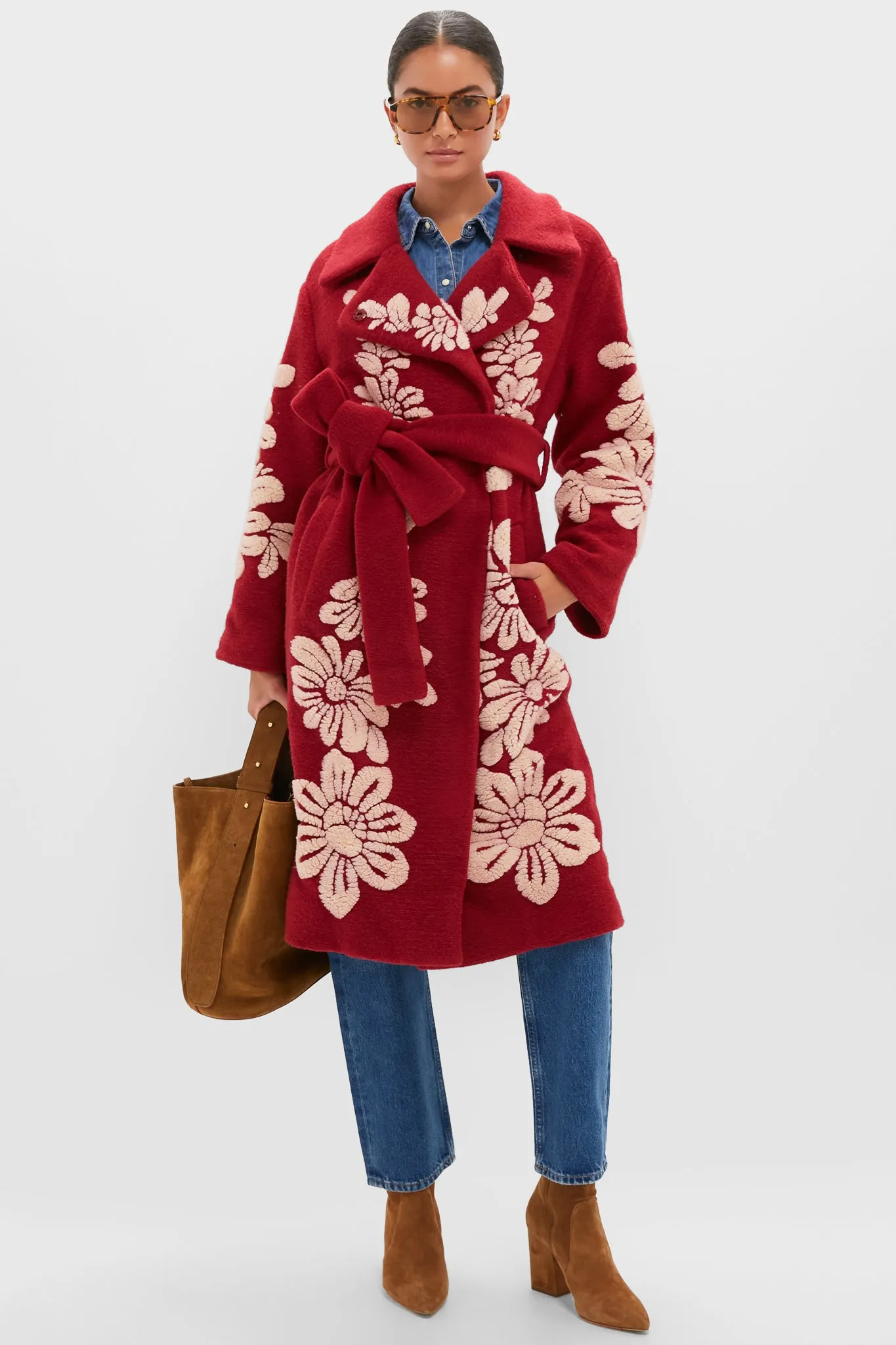 Bold Flowers Burgundy Fleece Coat sold by Tuckernuck product image thumbnail 2