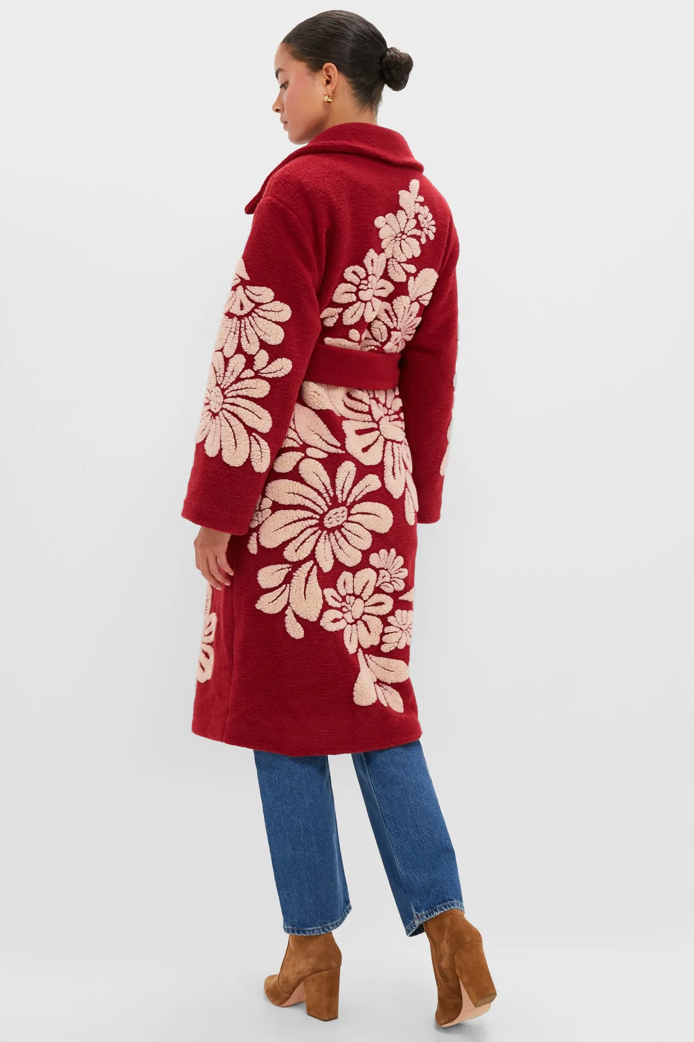 Bold Flowers Burgundy Fleece Coat sold by Tuckernuck product image thumbnail 4