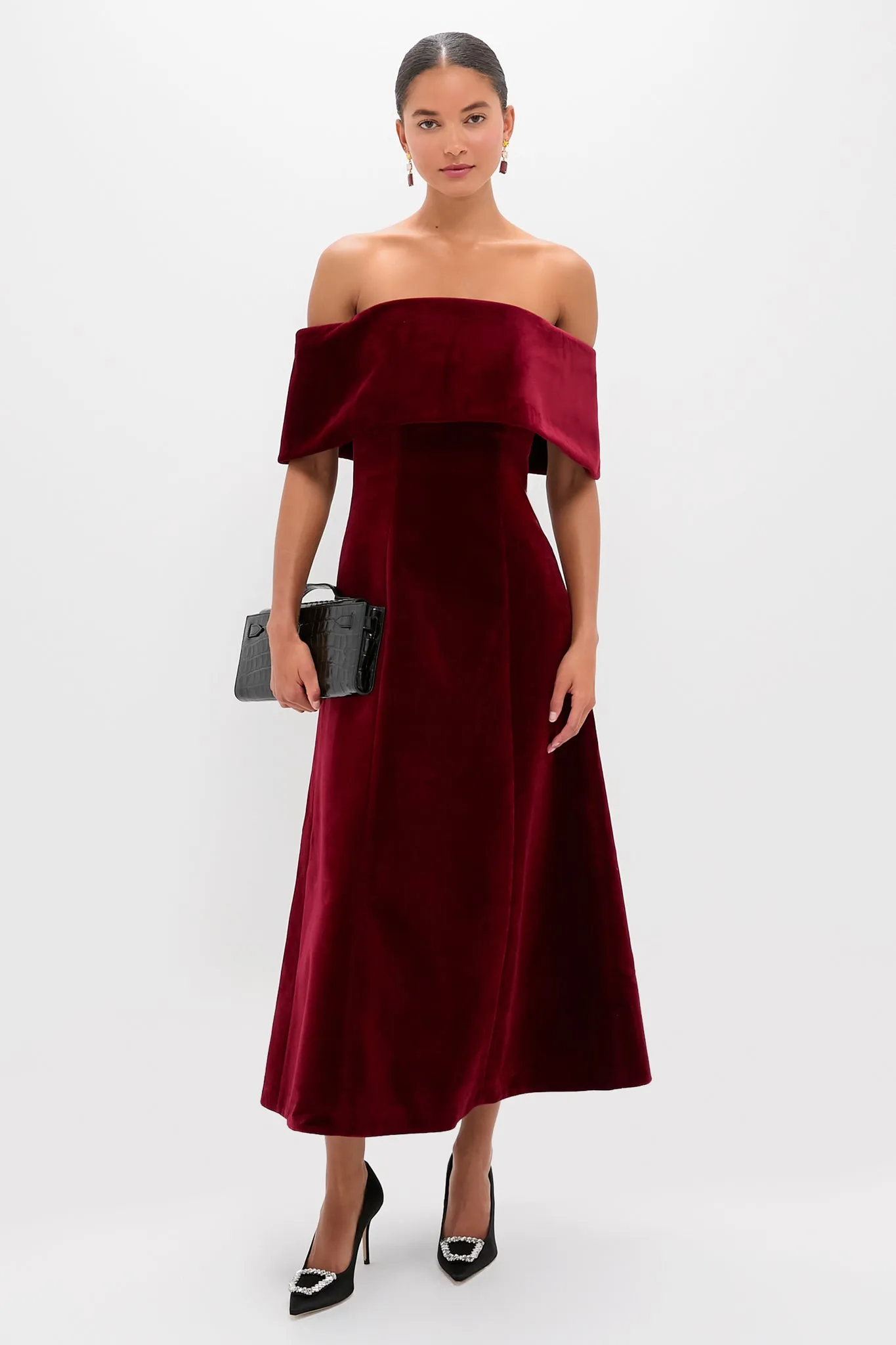 Burgundy Wind Velvet Carita Midi Dress sold by Tuckernuck product image thumbnail 2
