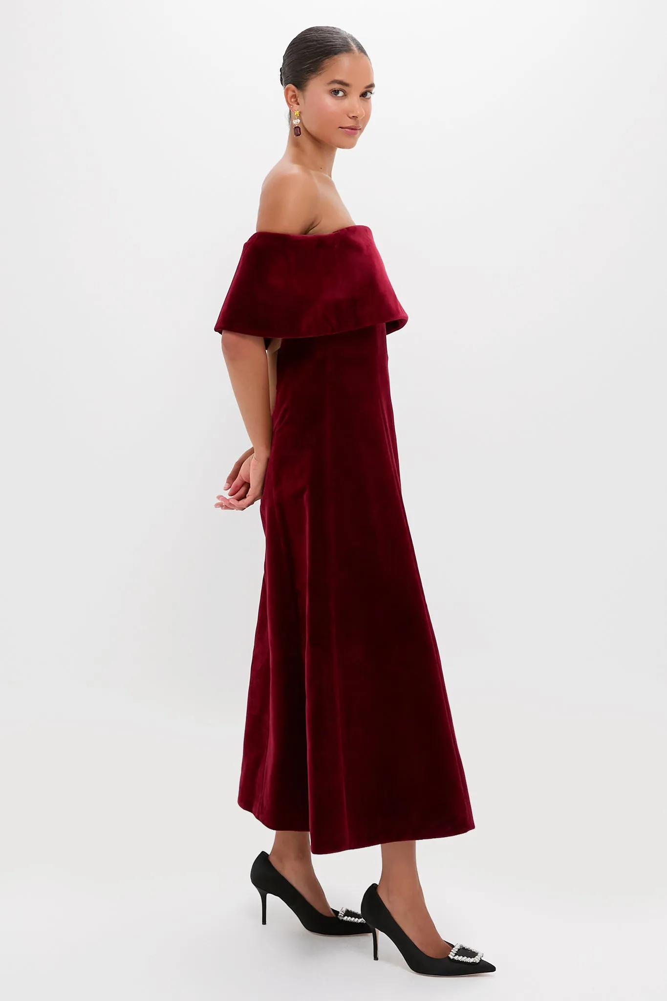 Burgundy Wind Velvet Carita Midi Dress sold by Tuckernuck product image thumbnail 3