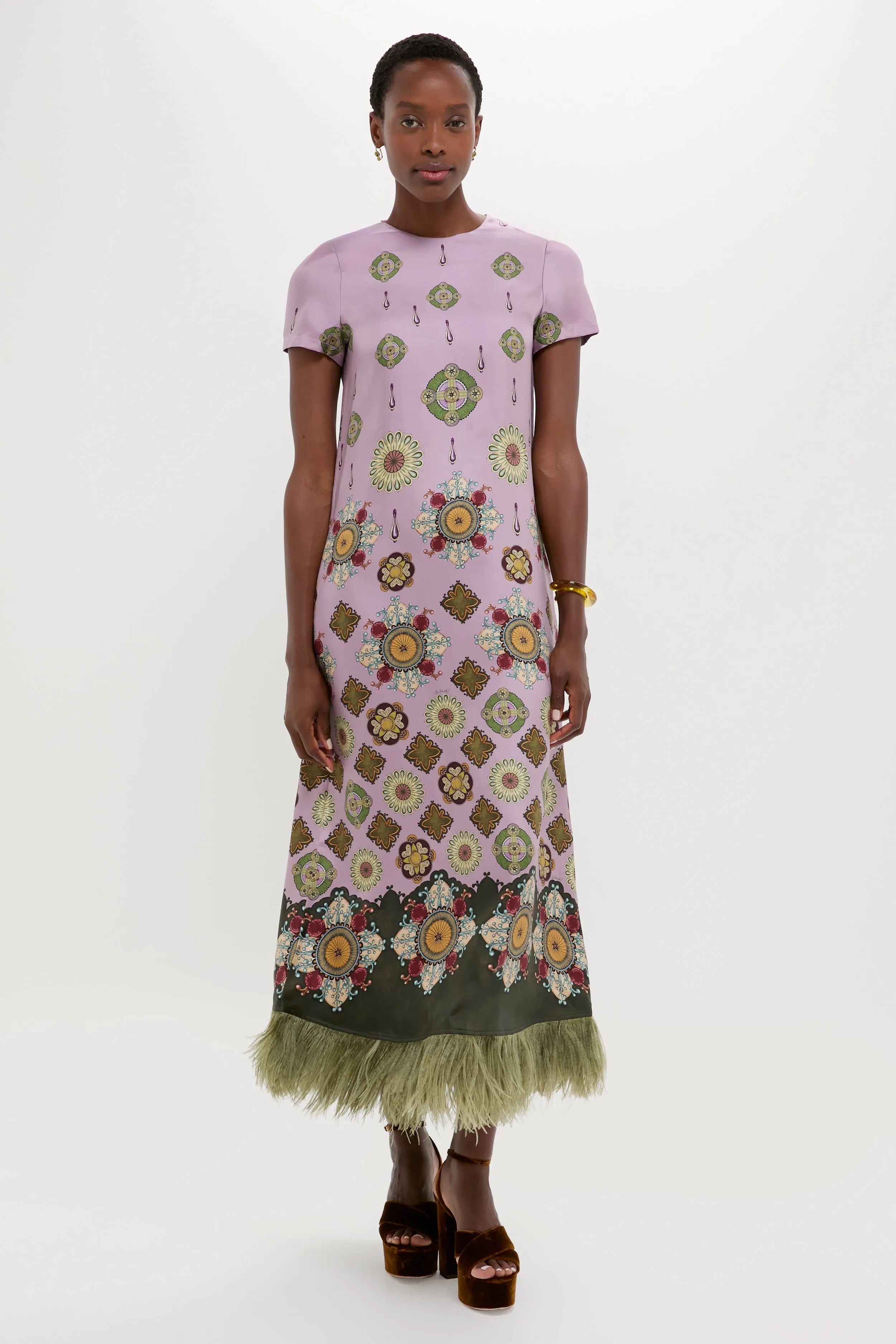 Nucleus Pink Placee Swing Dress with Feathers sold by Tuckernuck